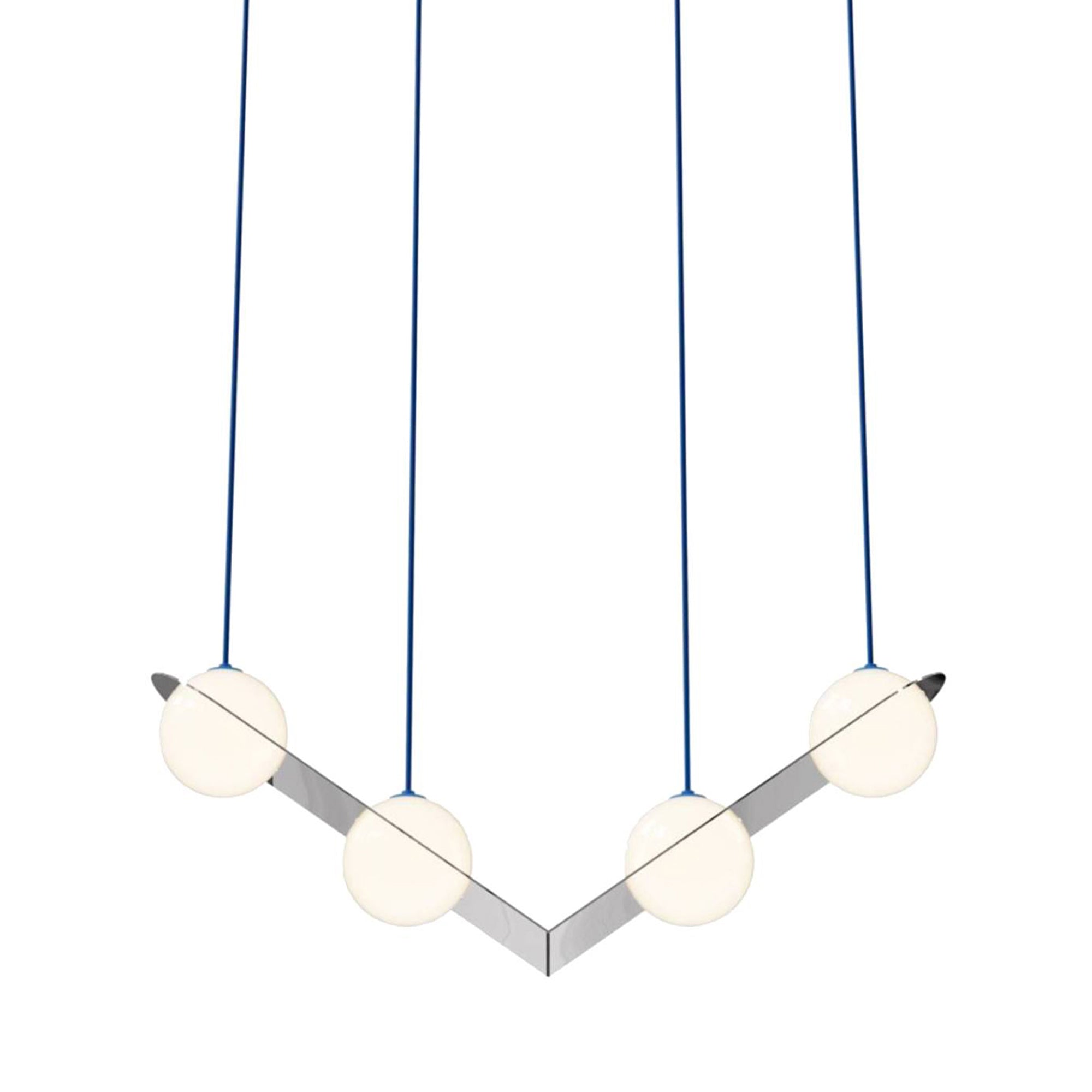 Laurent 02 Suspension Lamp: Nickel Plated + Blue