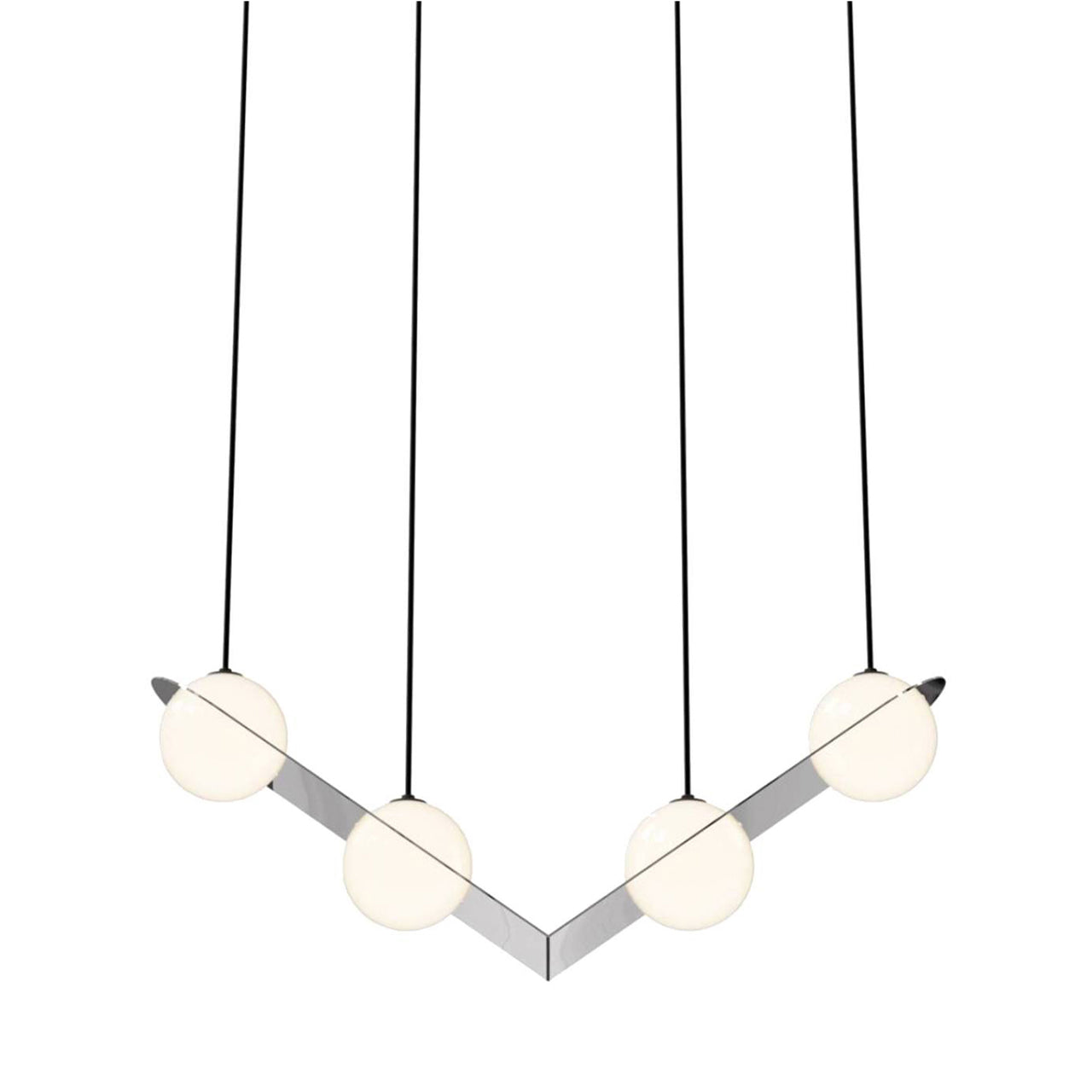 Laurent 02 Suspension Lamp: Nickel Plated + Black