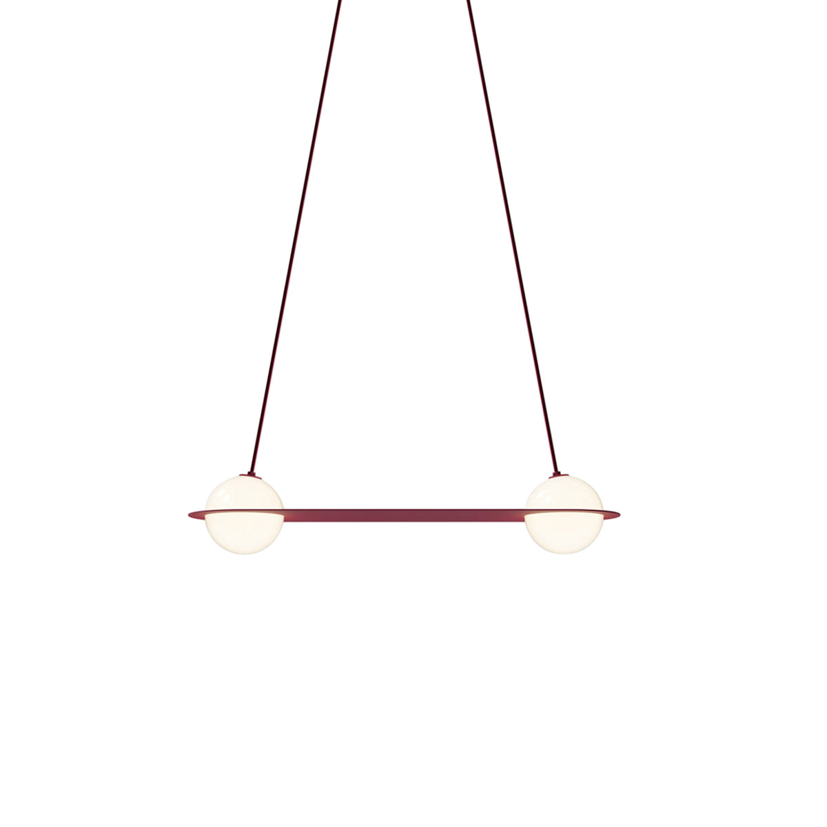 Laurent 03 Suspension Lamp: Burgundy + Burgundy + Angled Wires