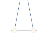 Laurent 03 Suspension Lamp: Nickel Plated + Blue + Angled Wires