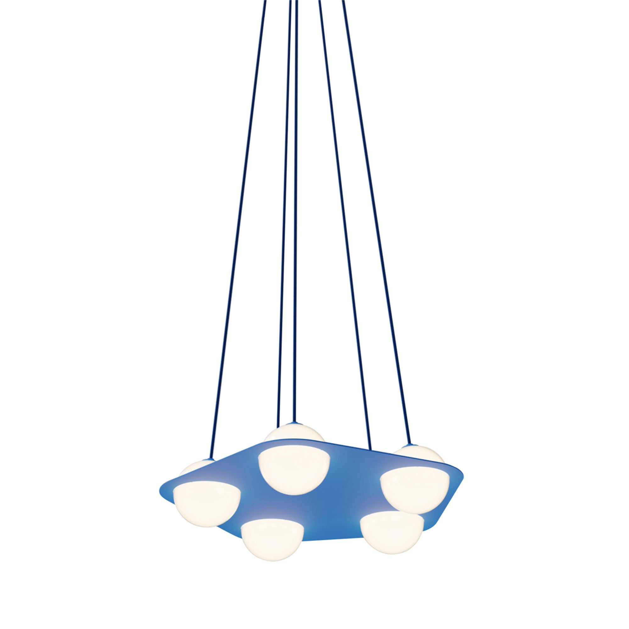 Laurent 04 Suspension Lamp: Blue + Blue + Angled Wires