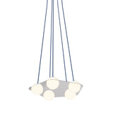 Laurent 04 Suspension Lamp: Nickel Plated + Blue + Angled Wires