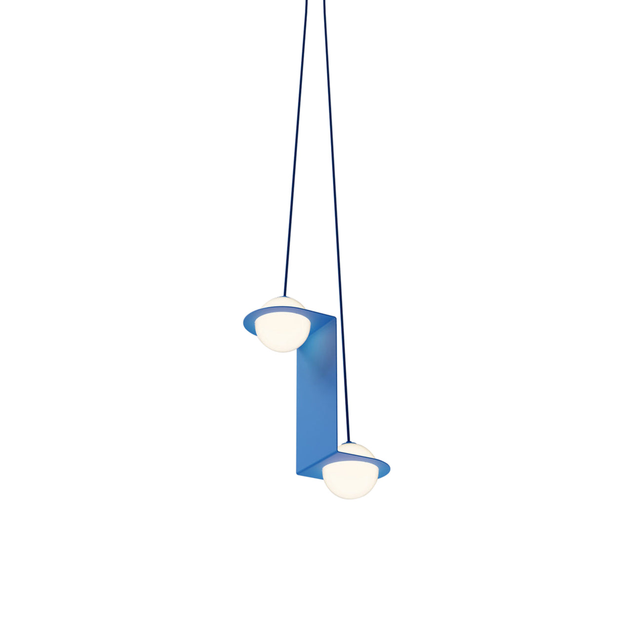 Laurent 05 Suspension Lamp: Blue + Blue + Angled Wires