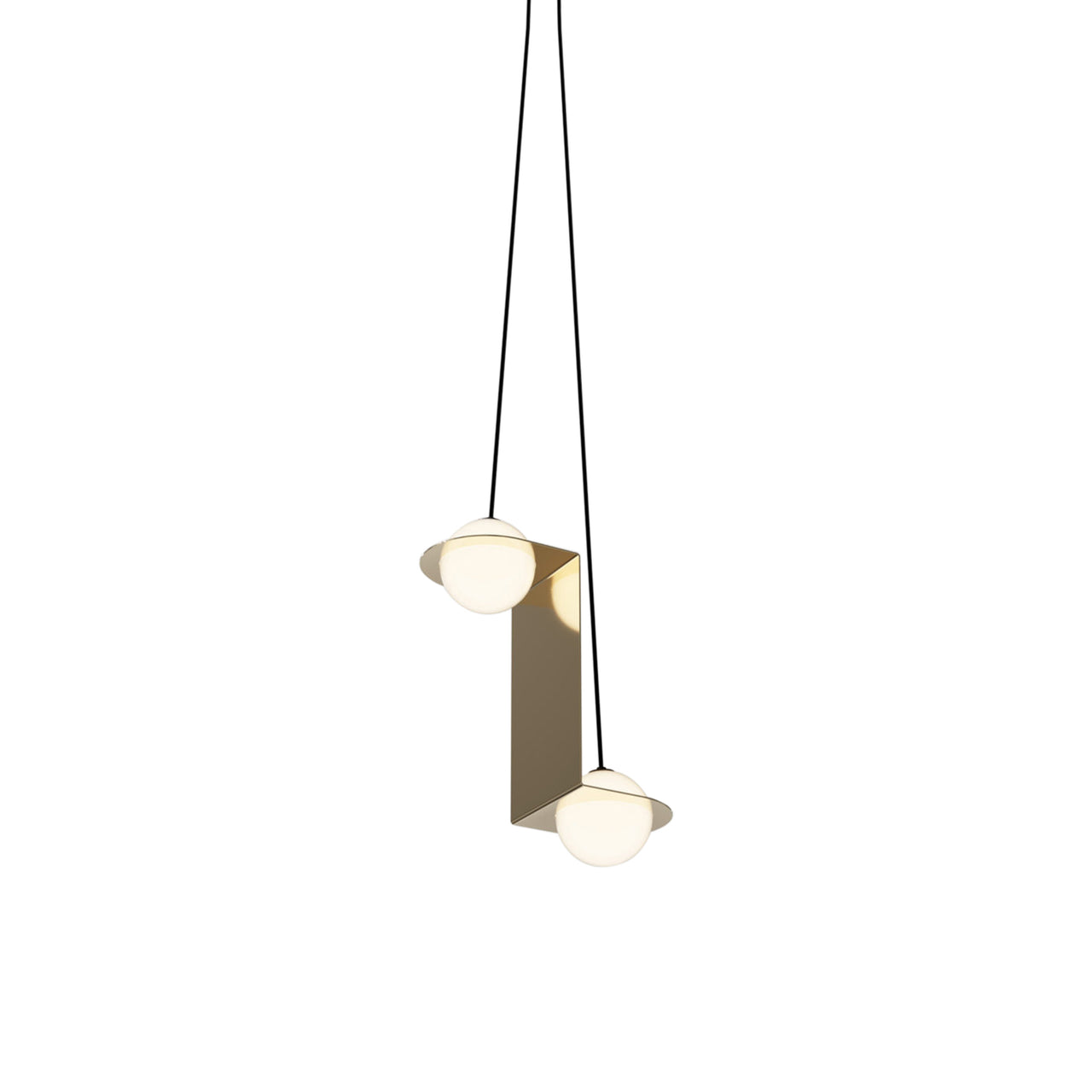 Laurent 05 Suspension Lamp: Brass + Black + Angled Wires