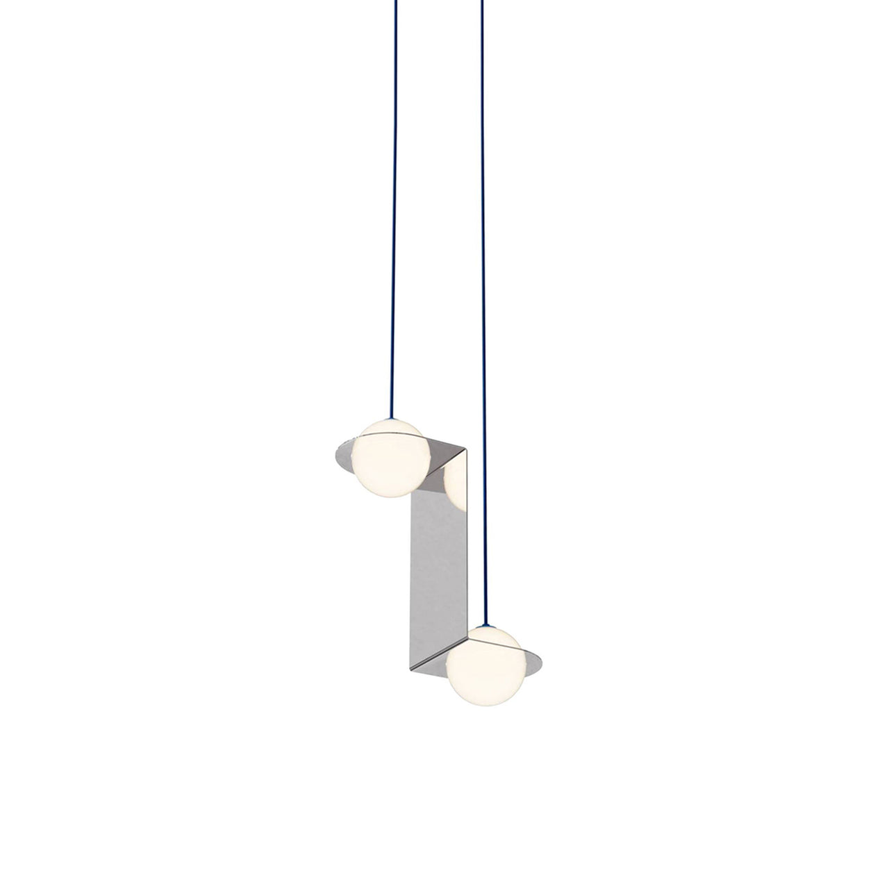 Laurent 05 Suspension Lamp: Nickel Plated + Blue