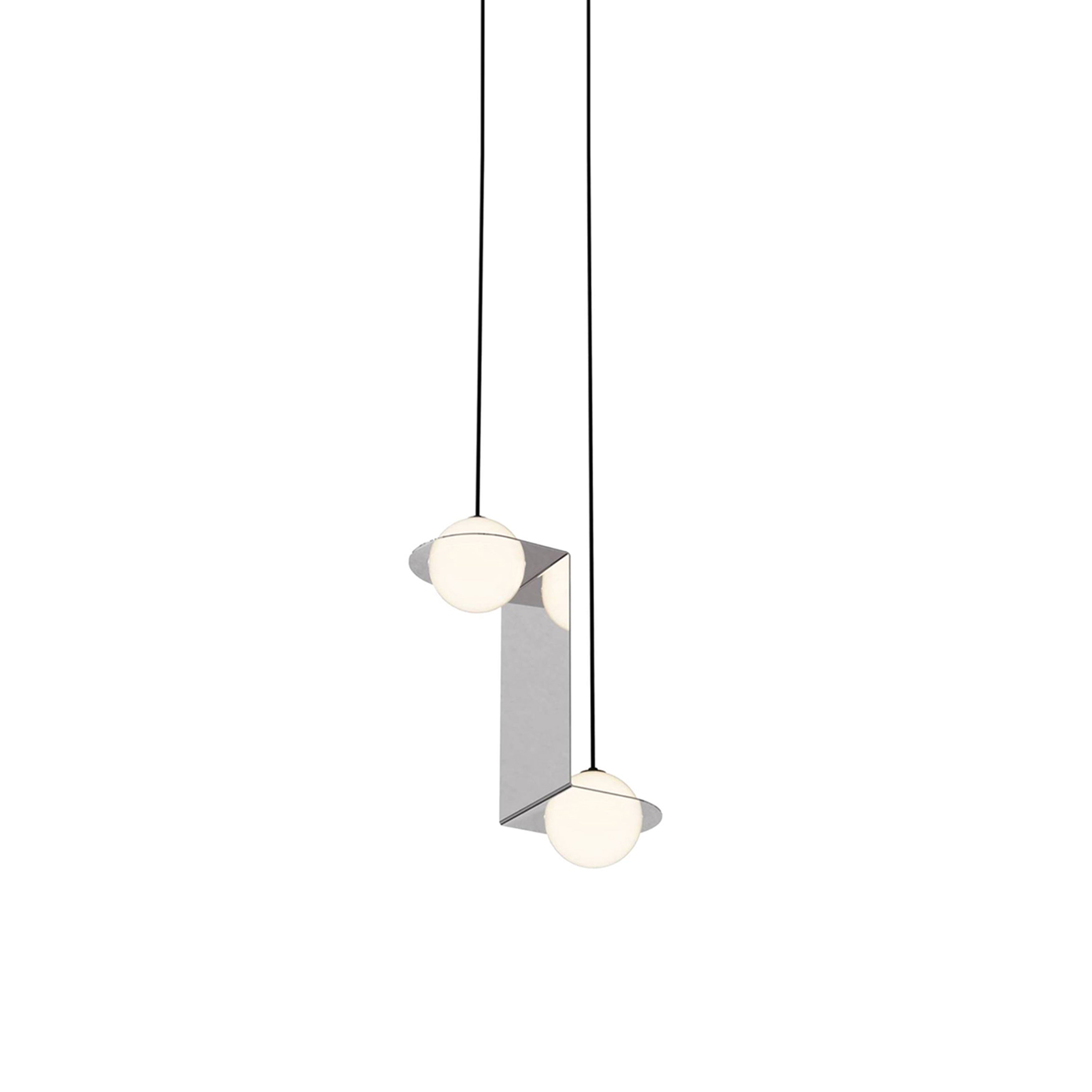 Laurent 05 Suspension Lamp: Nickel Plated + Black