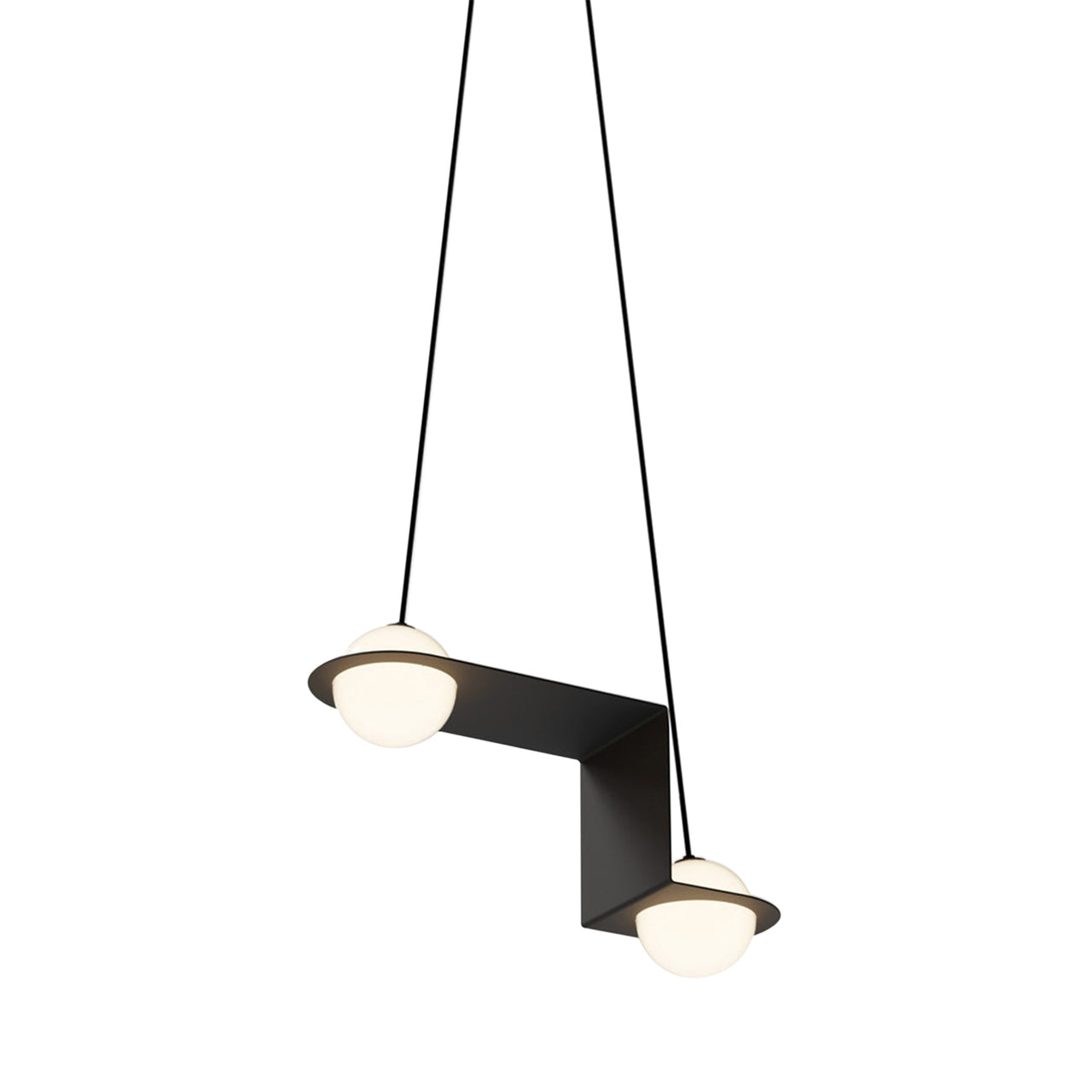 Laurent 06 Suspension Lamp: Black + Black + Angled Wires