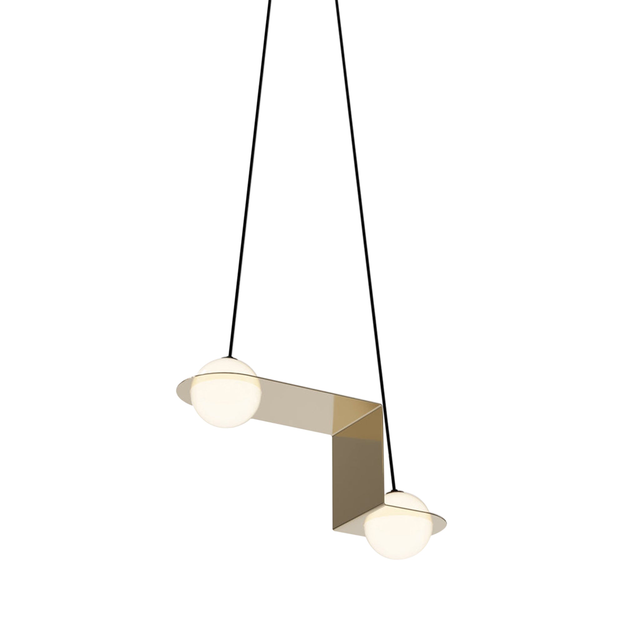 Laurent 06 Suspension Lamp: Brass + Black + Angled Wires