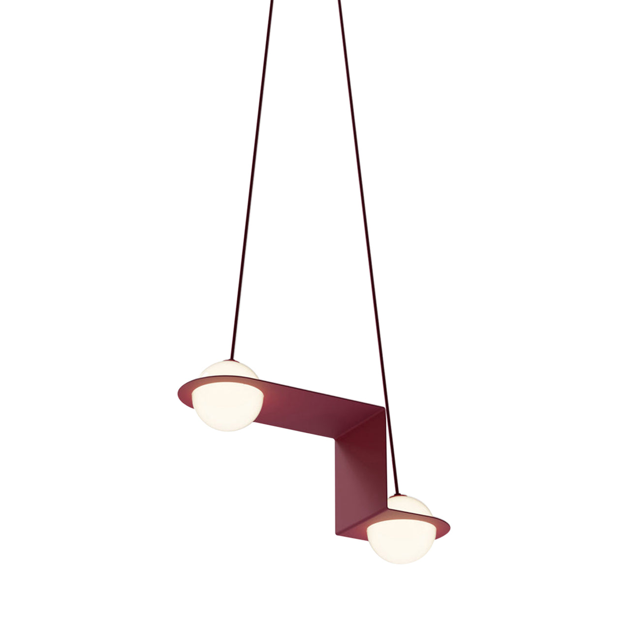 Laurent 06 Suspension Lamp: Burgundy + Burgundy + Angled Wires