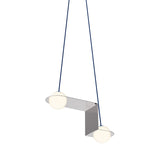 Laurent 06 Suspension Lamp: Nickel Plated + Blue + Angled Wires