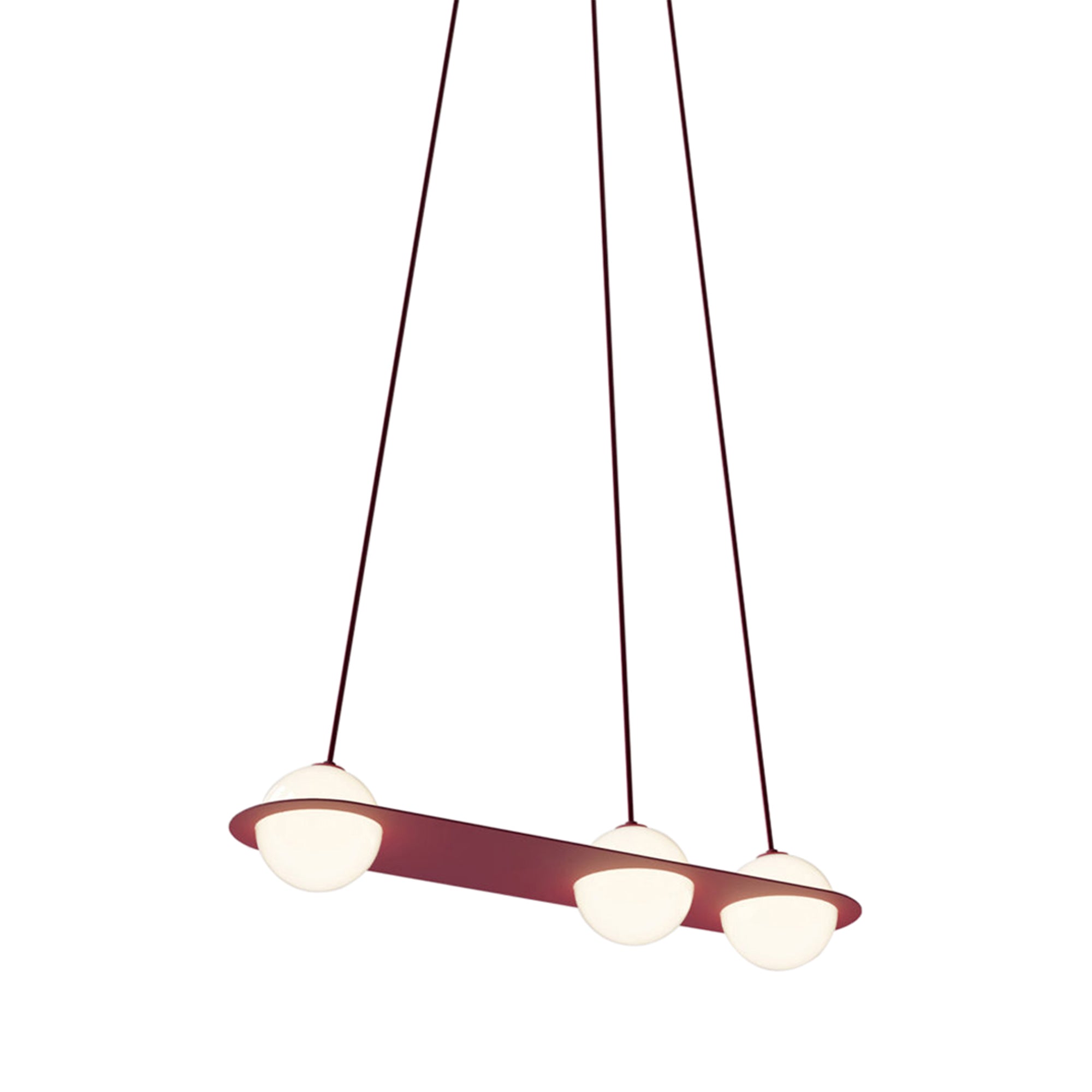 Laurent 07 Suspension Lamp: Burgundy + Burgundy + Angled Wires