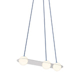 Laurent 07 Suspension Lamp: Nickel Plated + Blue + Angled Wires
