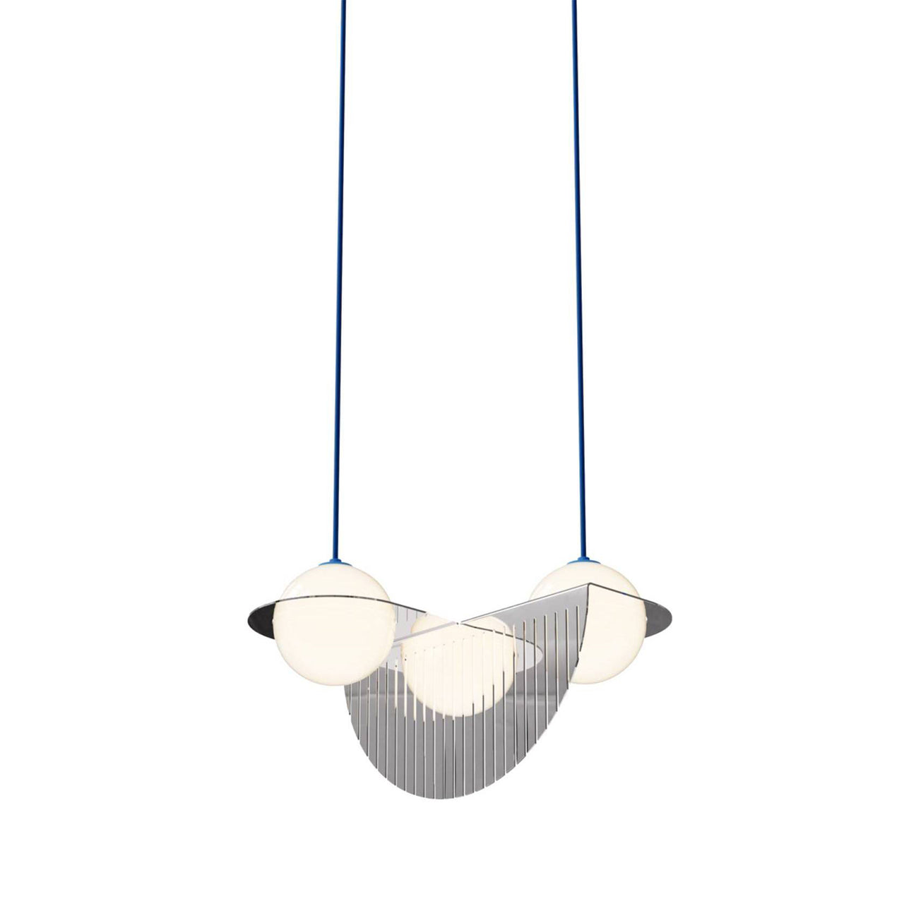 Laurent 09 Suspension Lamp: Nickel Plated + Blue