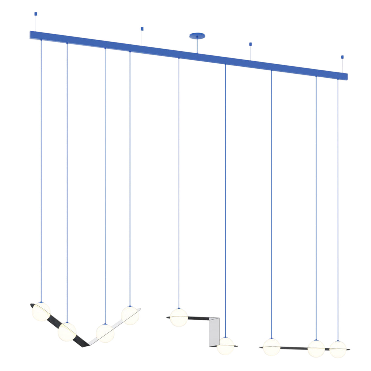 Laurent 13 Suspension Lamp: Nickel Plated + Blue