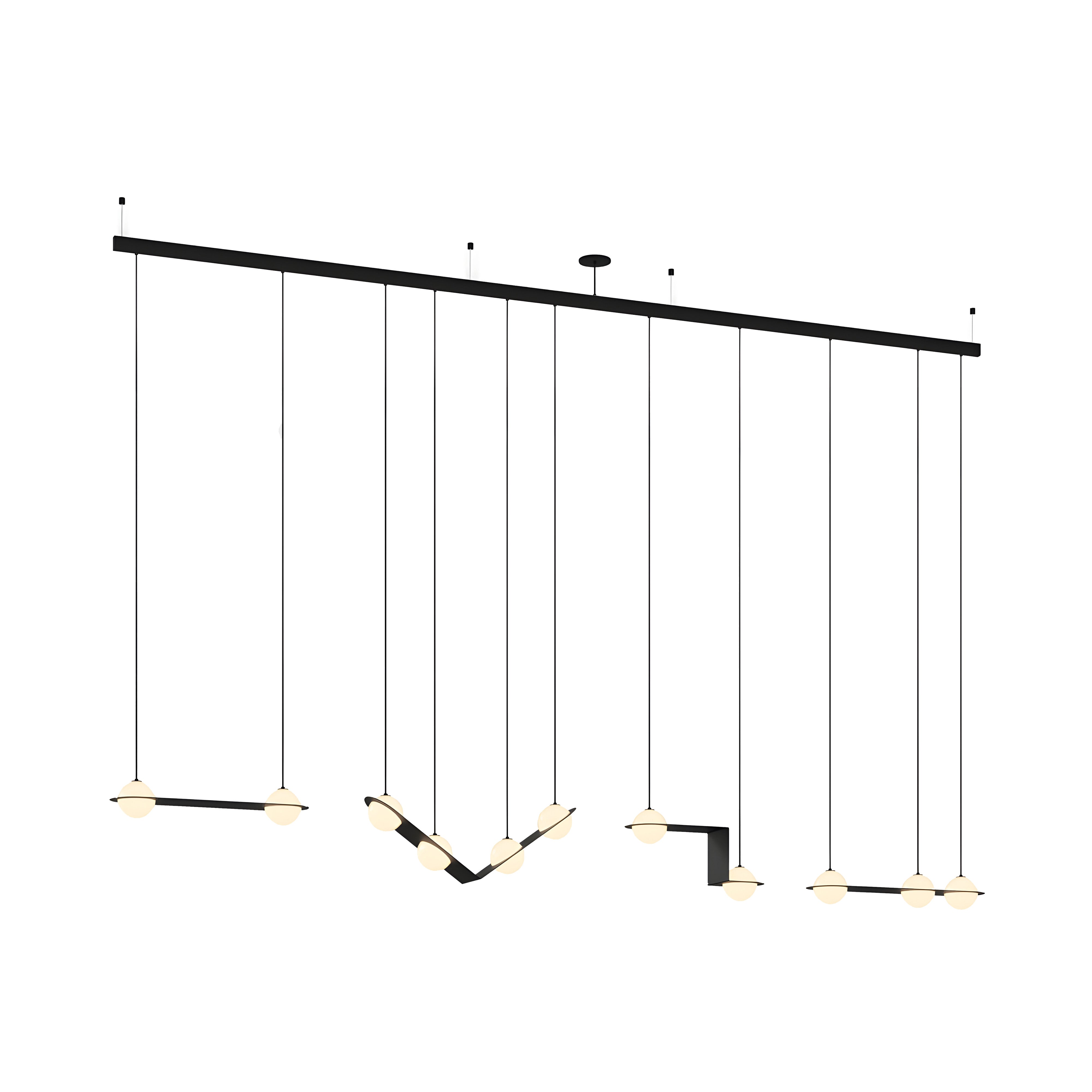 Laurent 15 Suspension Lamp: Textured Black + Black