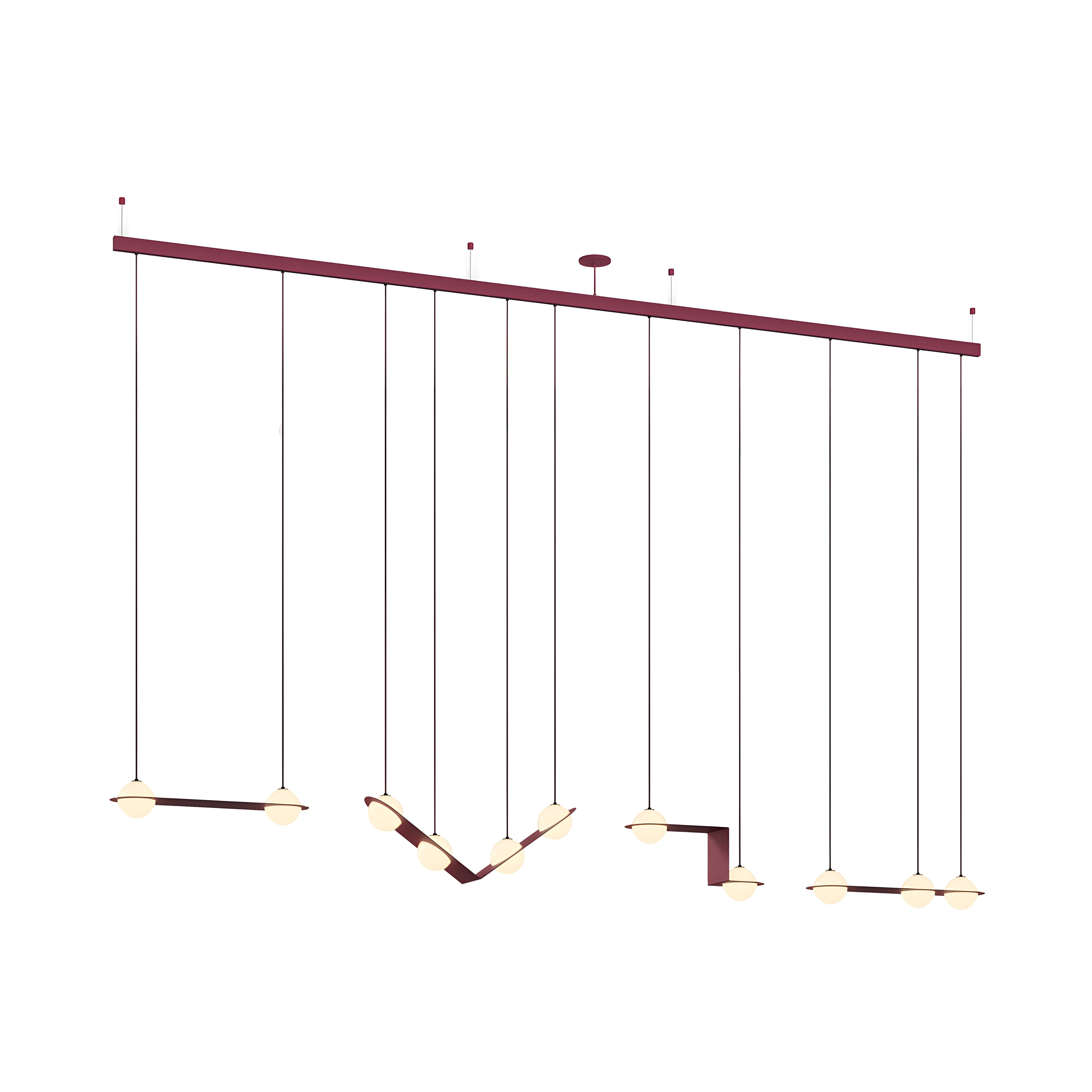 Laurent 15 Suspension Lamp: Textured Burgundy + Burgundy