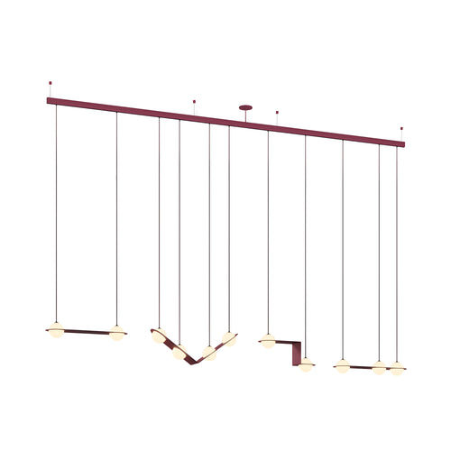 Laurent 15 Suspension Lamp: Textured Burgundy + Burgundy