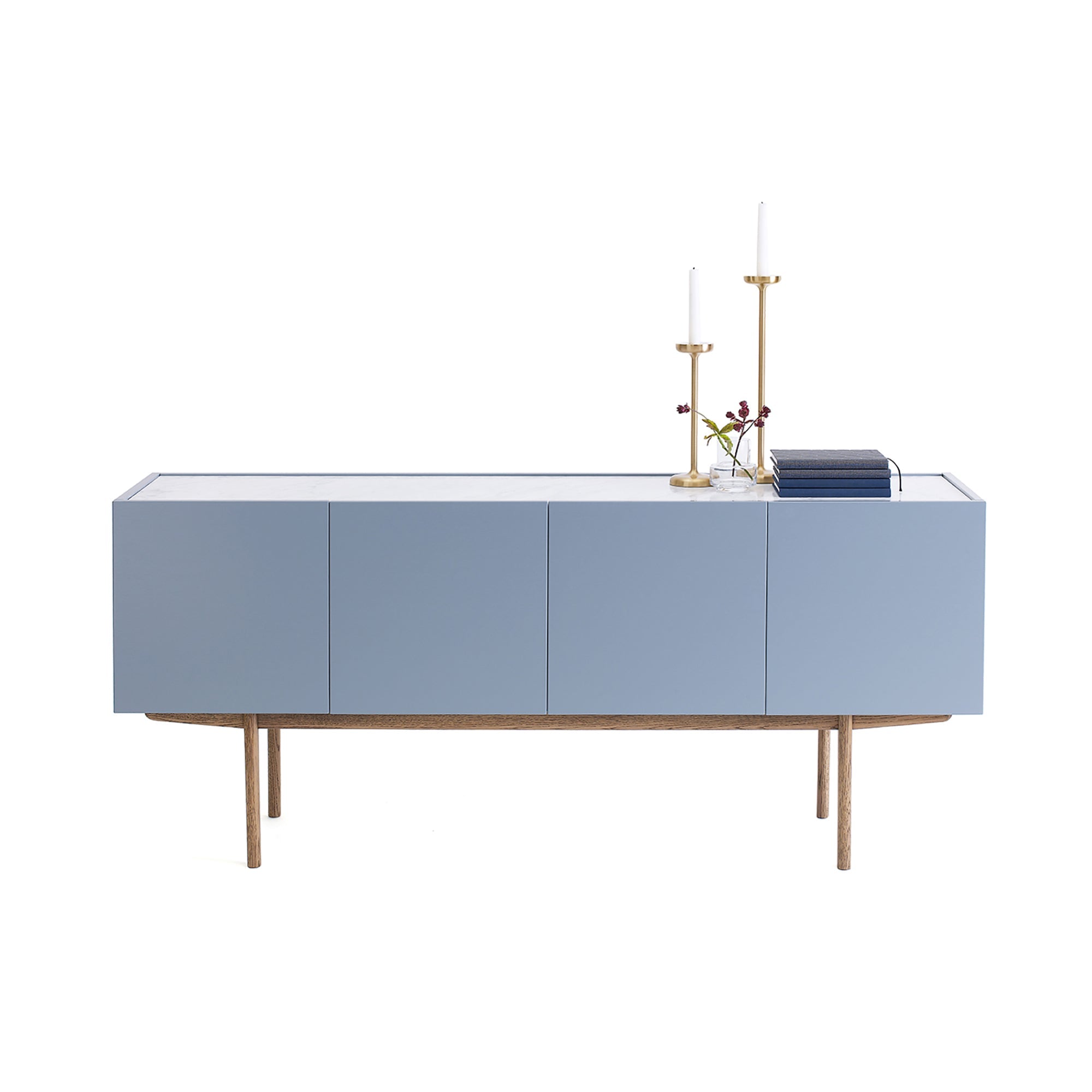 Luc Deluxe 160: Marble Top + Carrara Marble + Nordic Blue + Dark Smoked Oak