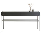 Luc Console Oak 160: Marble Top + Carrara Marble + Char Grey Lacquered Oak + Char Grey