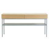 Luc Console Oak 160: Marble Top + Carrara Marble + Natural Oak + Nordic Blue