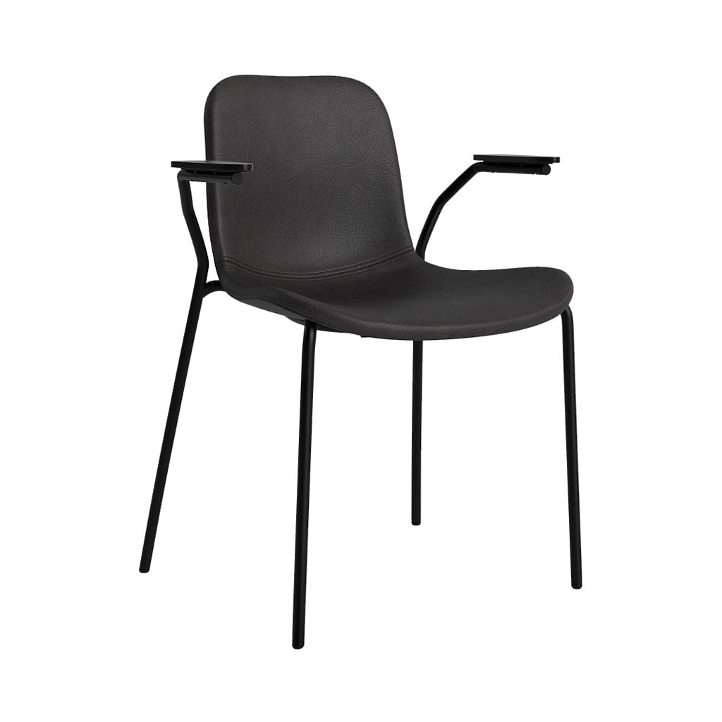 Langue Chair with Armrest: Upholstered + Black Oak