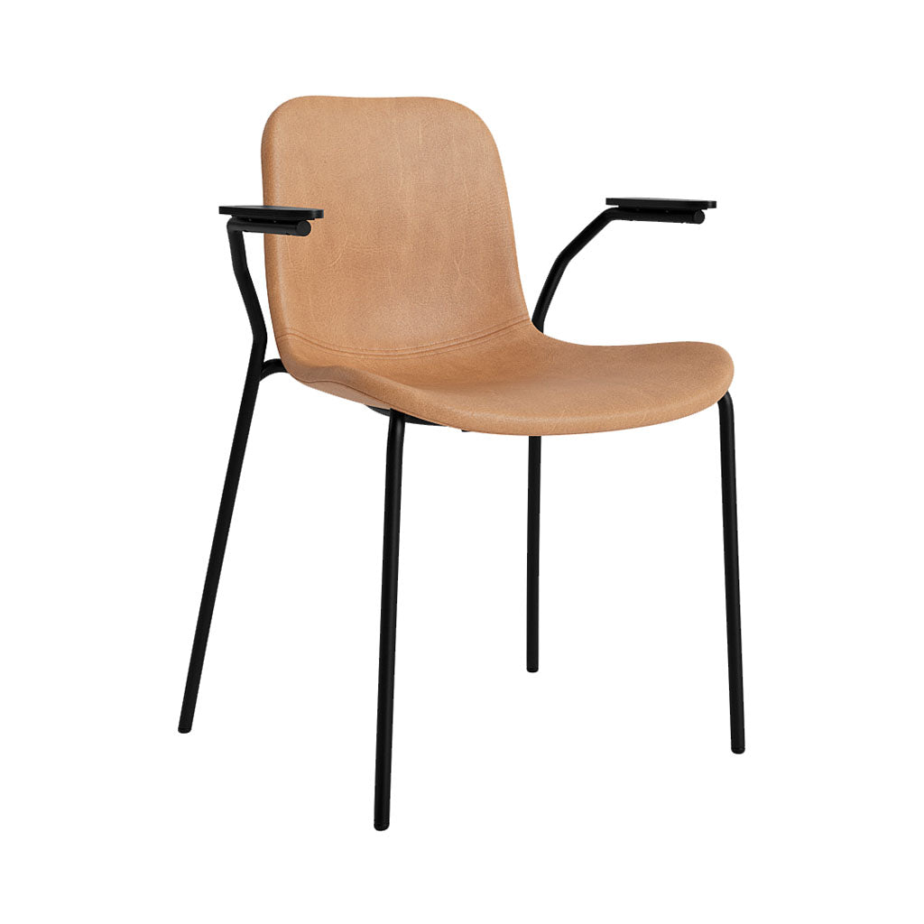 Langue Chair with Armrest: Upholstered + Black Oak