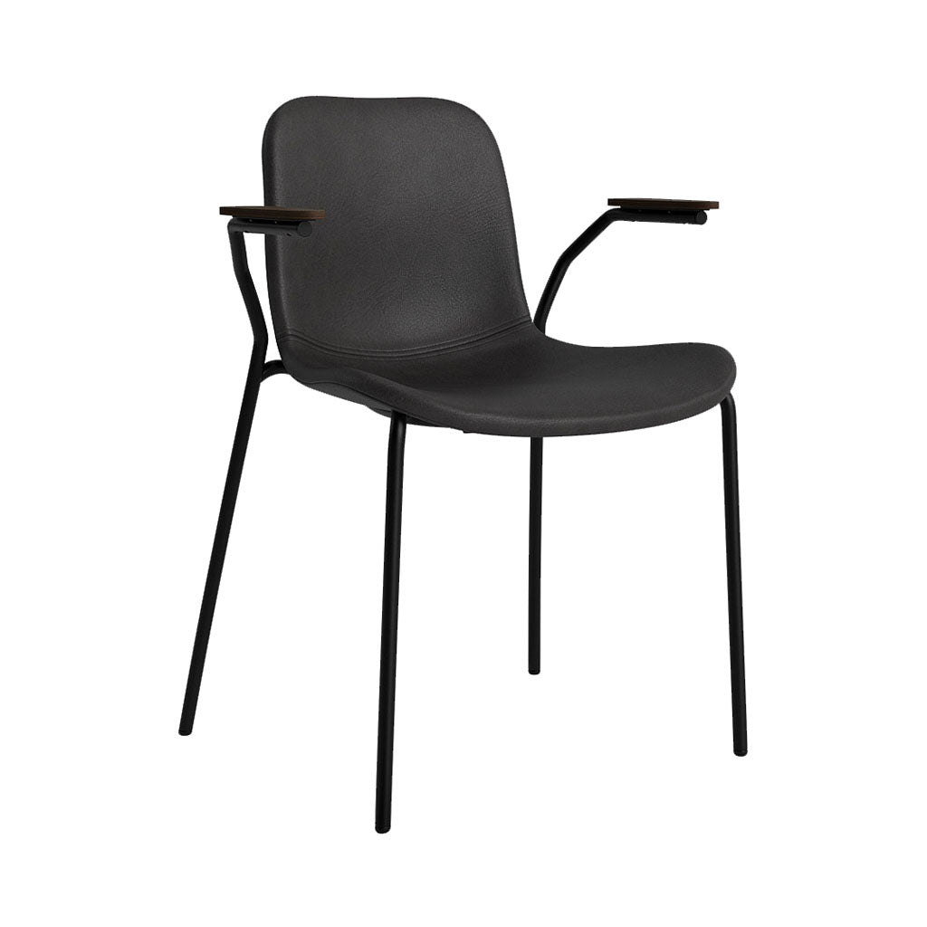 Langue Chair with Armrest: Upholstered + Dark Smoked Oak