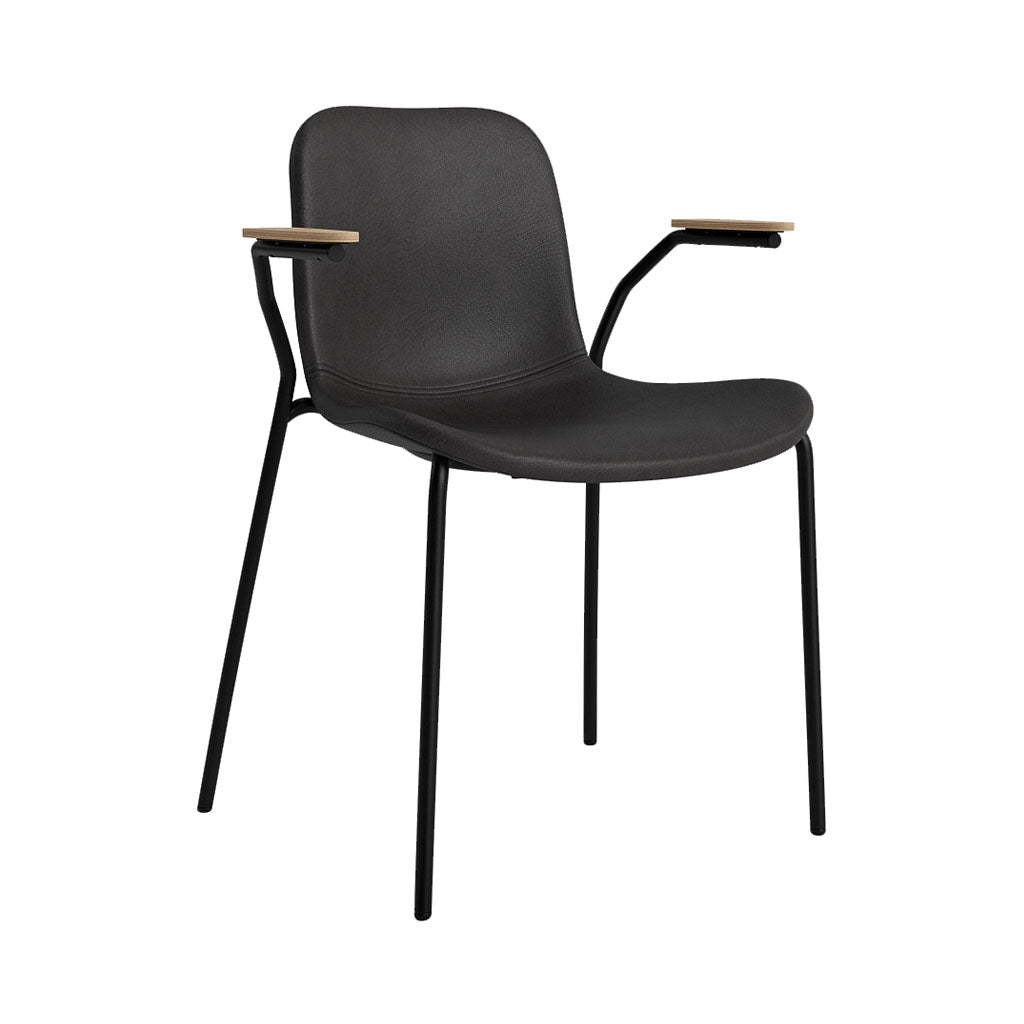 Langue Chair with Armrest: Upholstered + Natural Oak