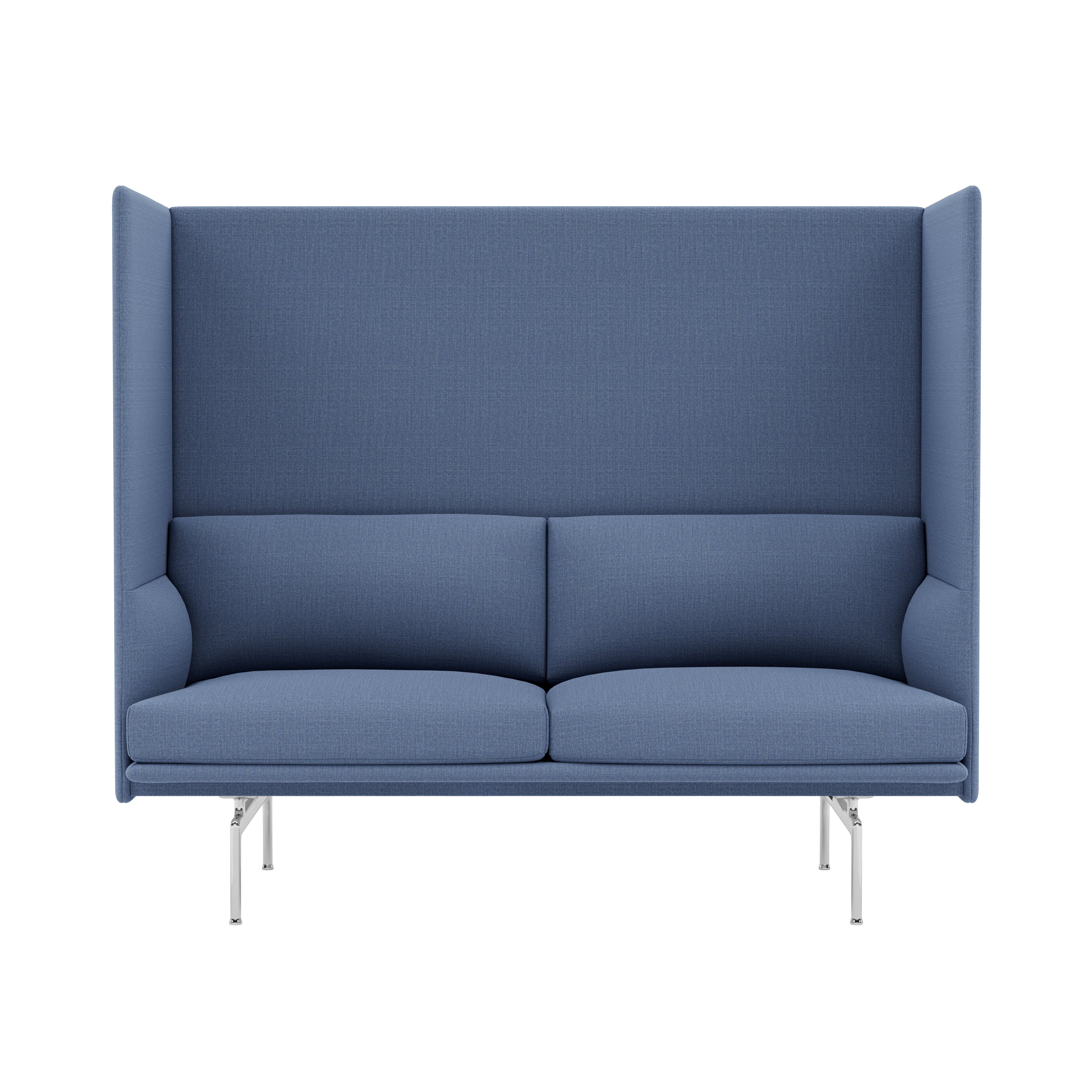 Outline Highback 2-Seater Sofa: Large + High + Polished Aluminum