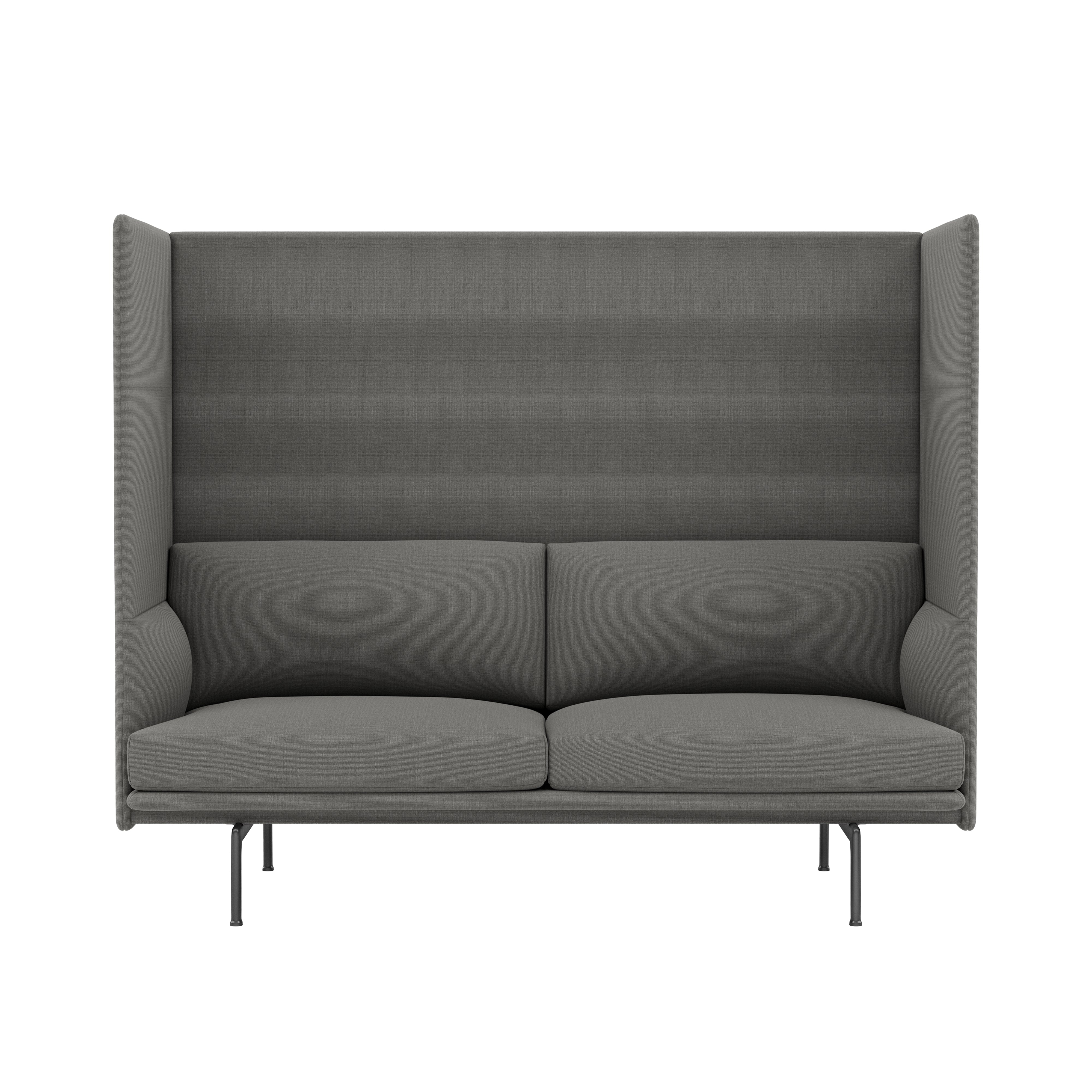 Outline Highback 2-Seater Sofa: Large + Low + Black