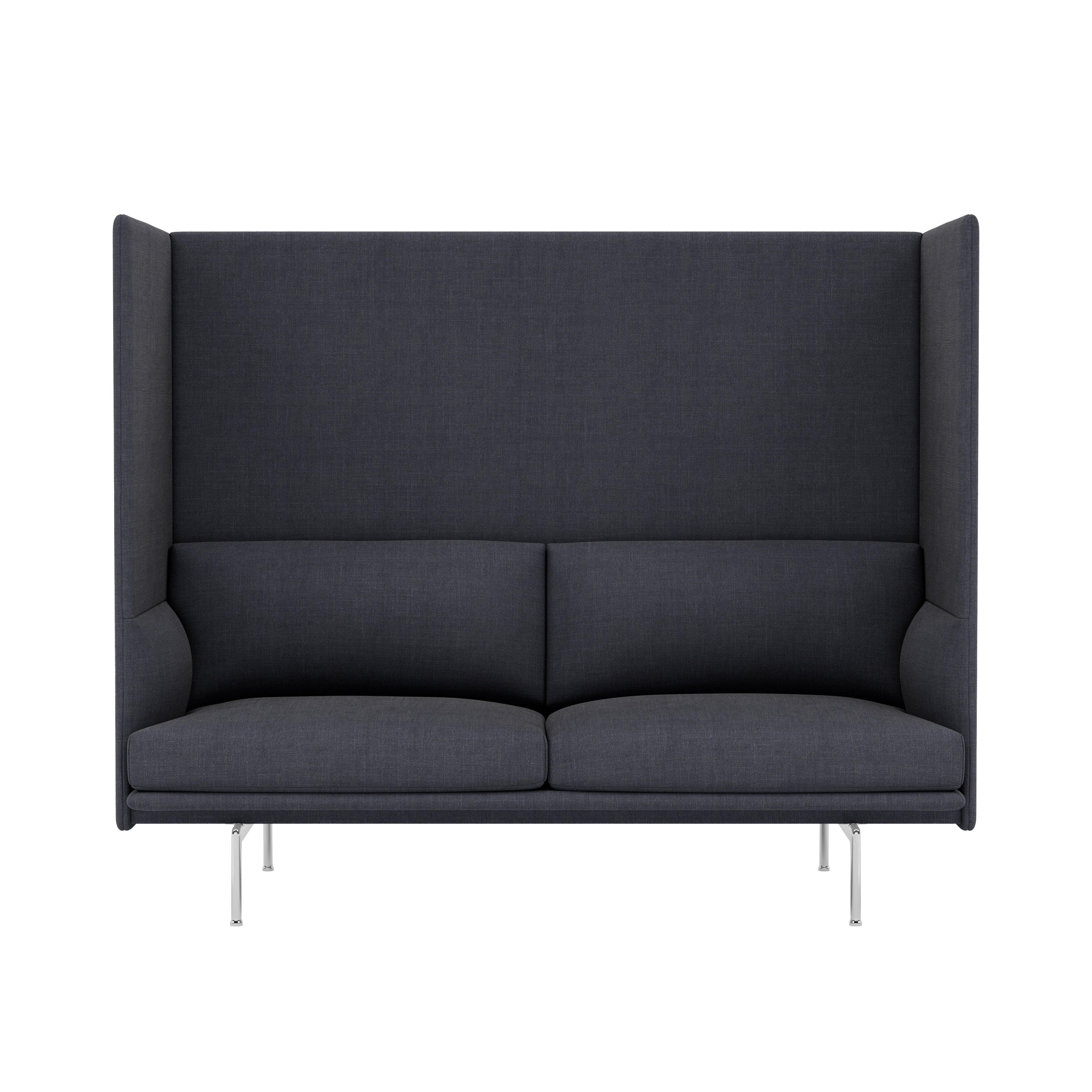 Outline Highback 2-Seater Sofa: Large + Low + Polished Aluminum