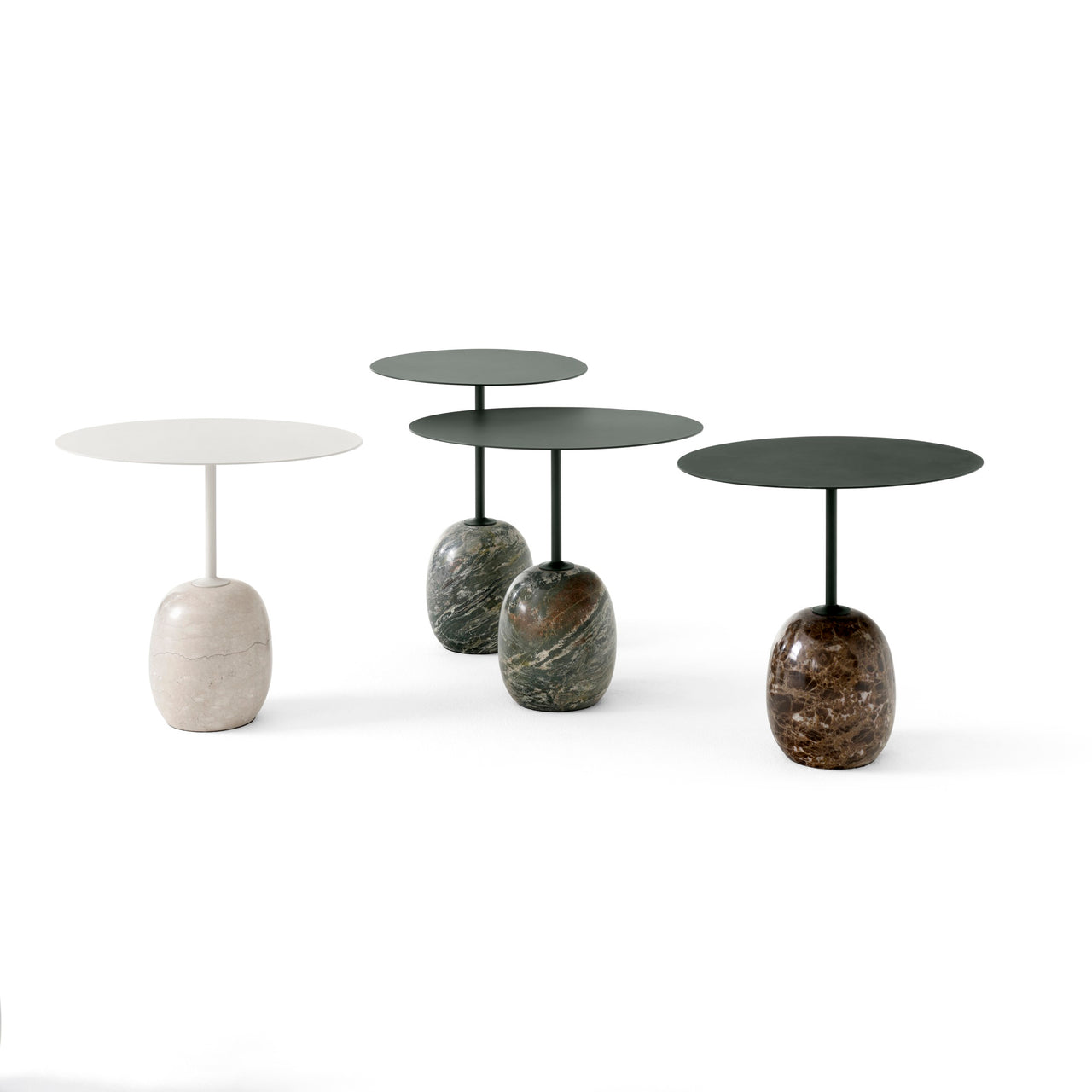 Lato Table LN9: Ivory White + Crema Diva Marble + Deep Green + Verde Alpi Marble + Warm Black + Emparador Marble