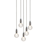 Crystal Bulb Chandelier: 5 Bulb + Polished Chrome + Frosted
