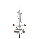 Wooden Dots Suspension Lamp: Oval + Circle with Stem + Vertical Oval + Circle + Graphite + 1 Stem + 1 Curled Stem + Graphite + Walnut