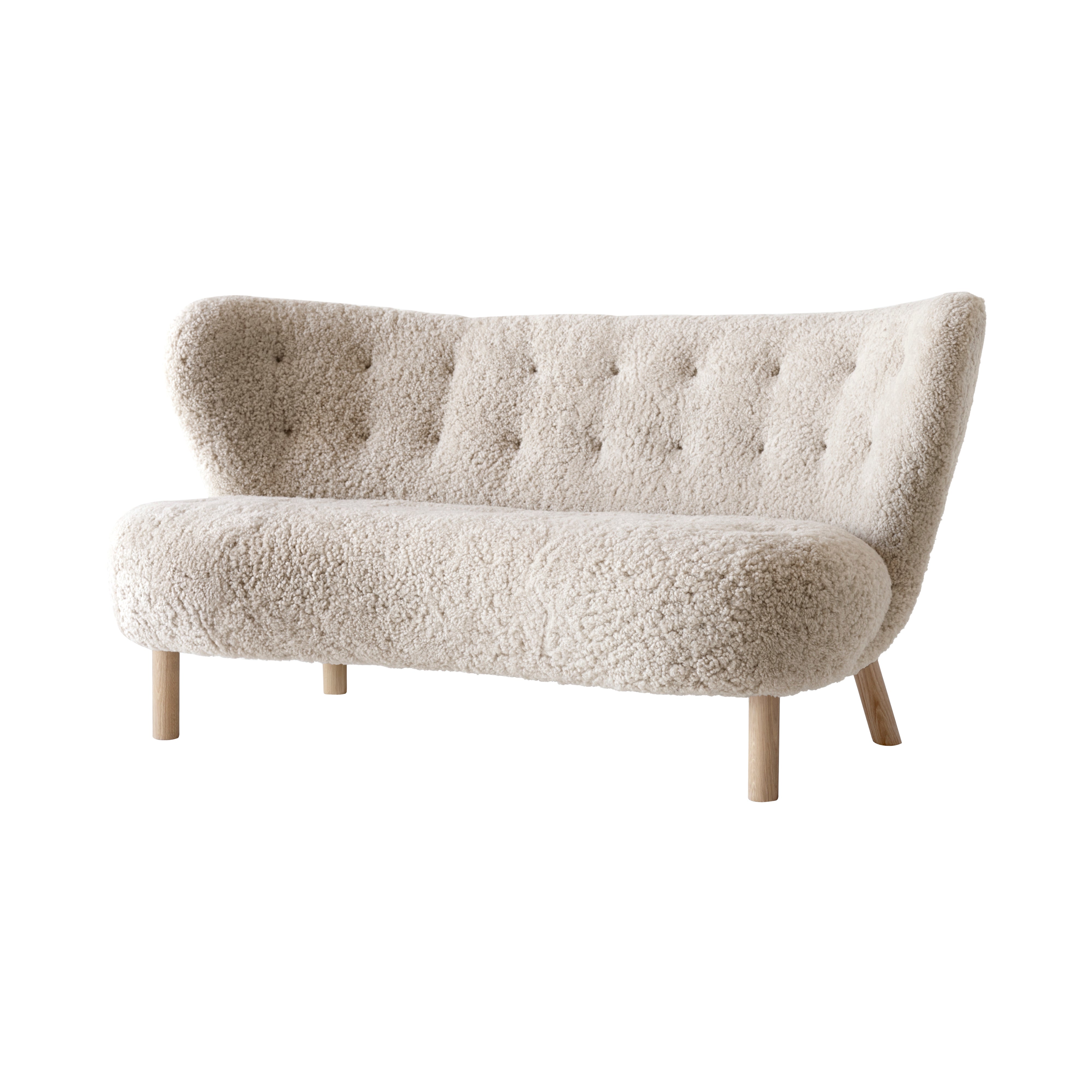 Little Petra Sofa: VB2 + Oiled Oak + Sheepskin Moonlight