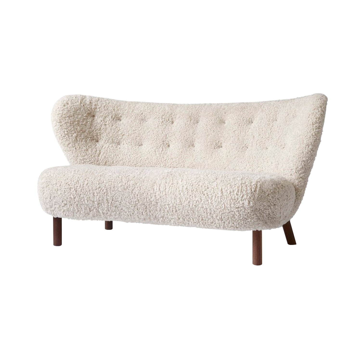 Little Petra Sofa: VB2 + Oiled Walnut + Sheepskin Moonlight