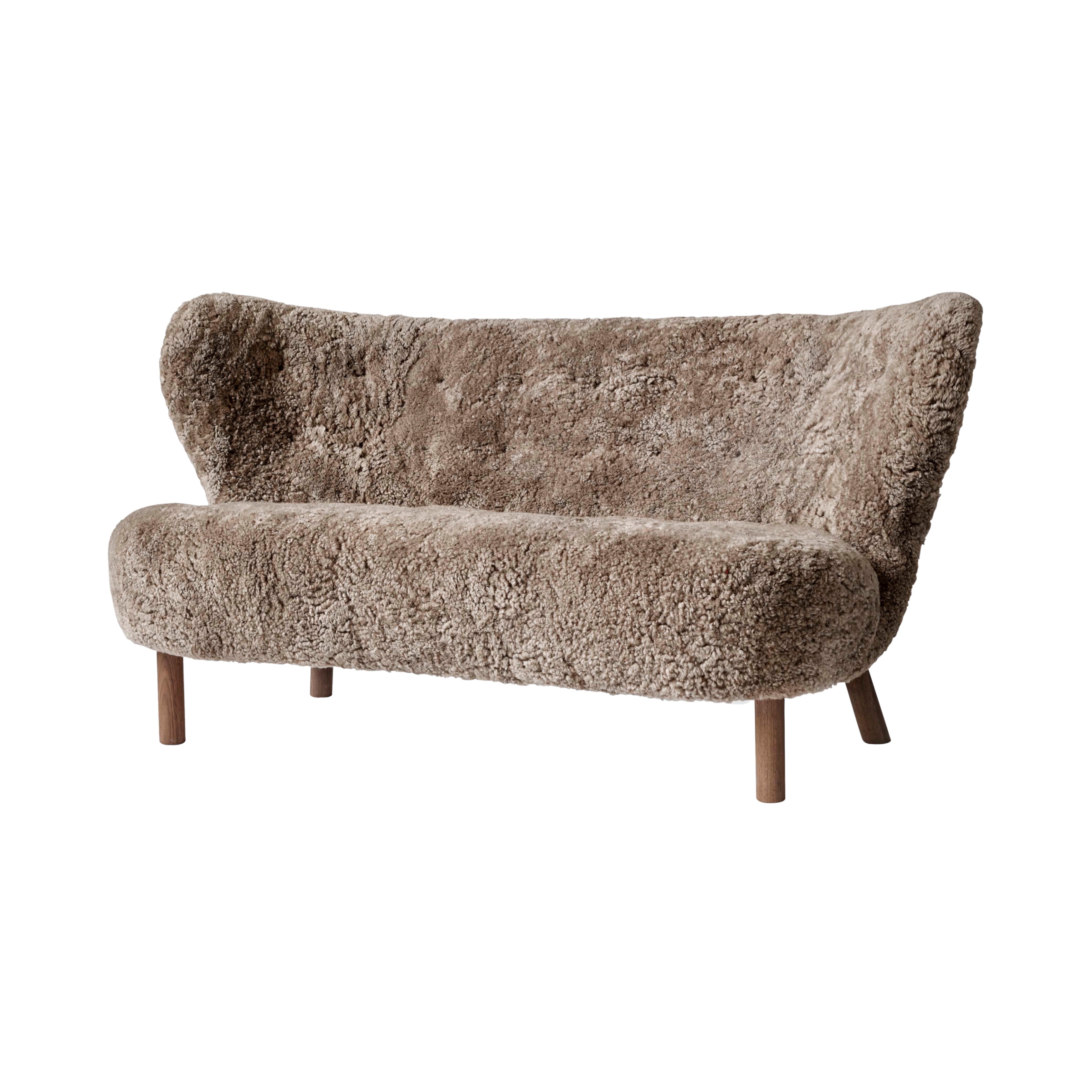 Little Petra Sofa: VB2 + Oiled Walnut + Sheepskin Sahara