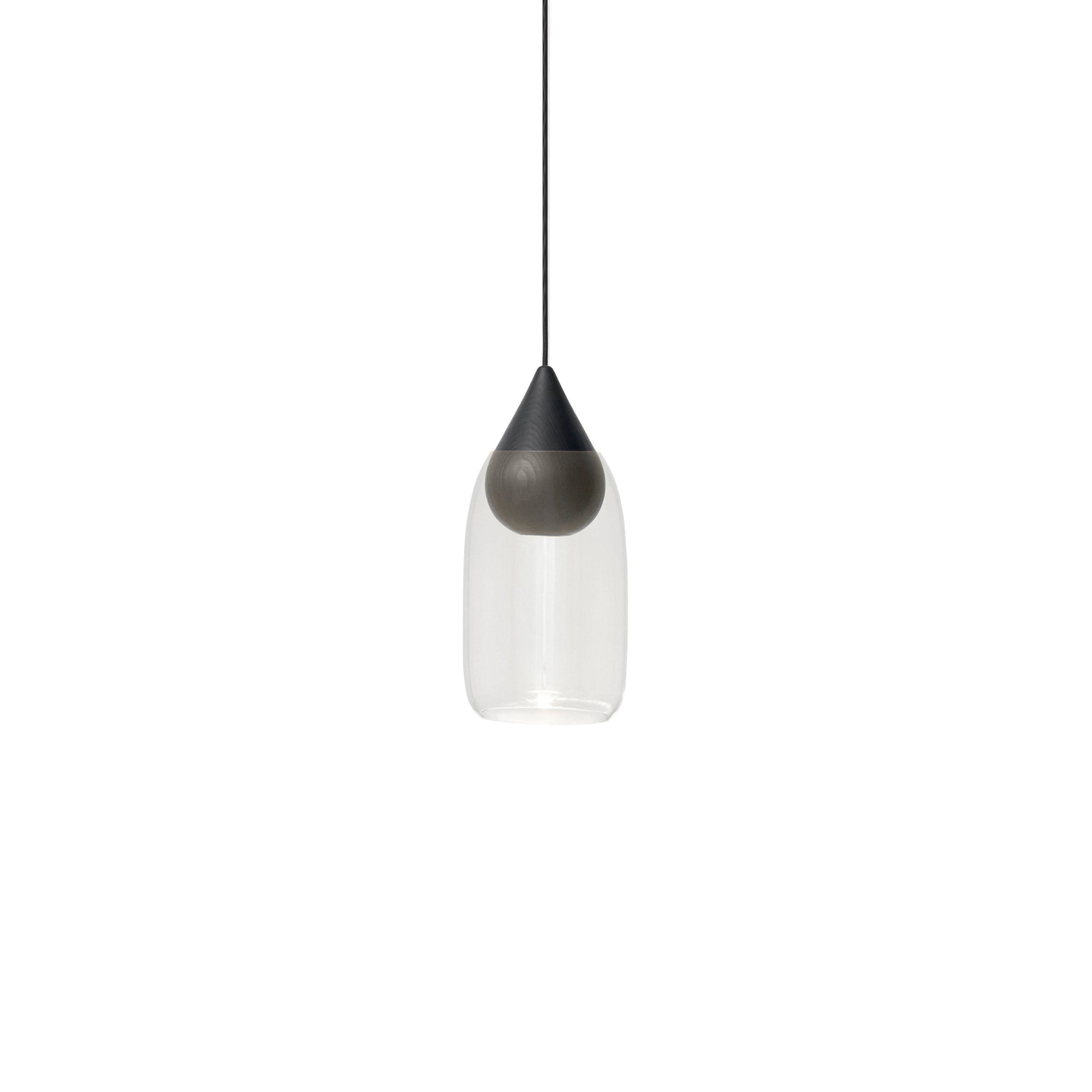 Liuku Pendant Drop Light: Natural Matt Lacquered + Black Stained Lacquered