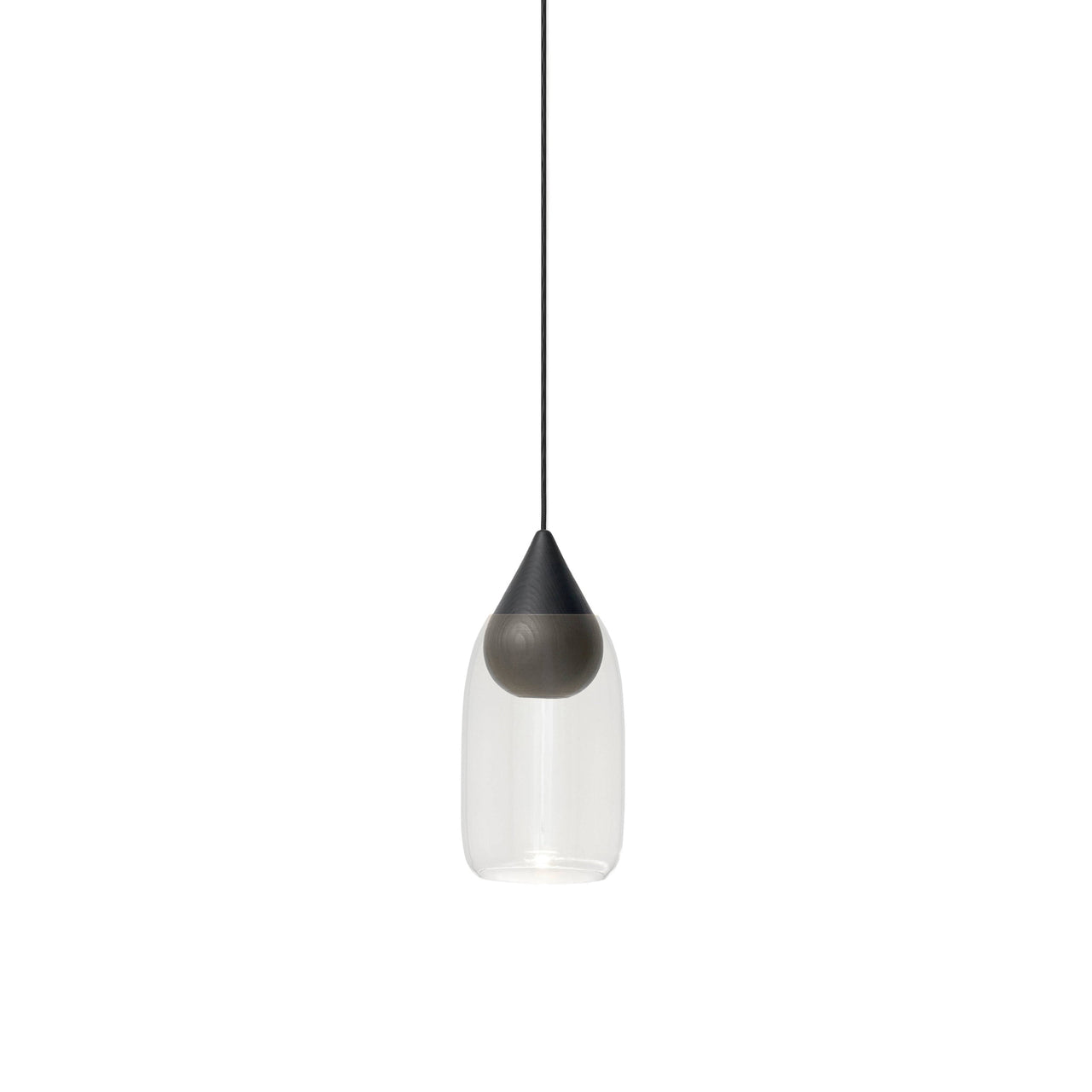 Liuku Pendant Drop Light: Transparent + Black Stained Lacquered