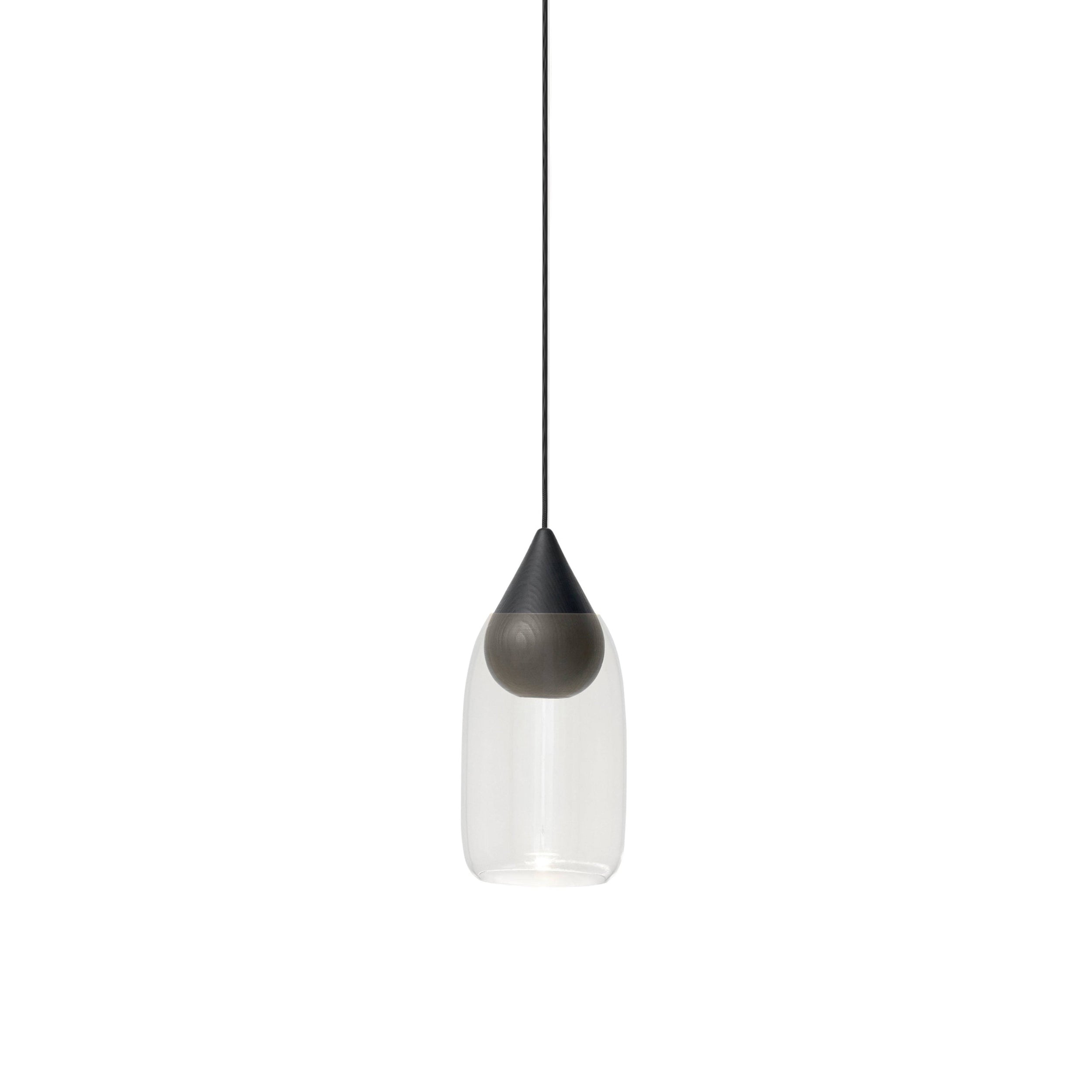 Liuku Pendant Drop Light: Transparent + Black Stained Lacquered