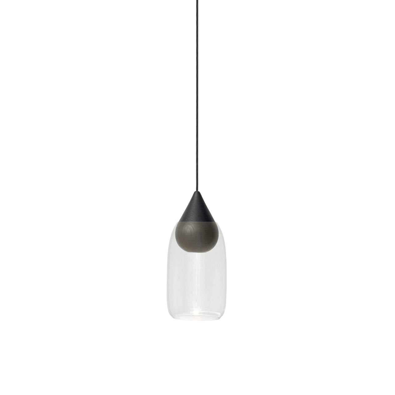Liuku Pendant Drop Light: Transparent + Black Stained Lacquered