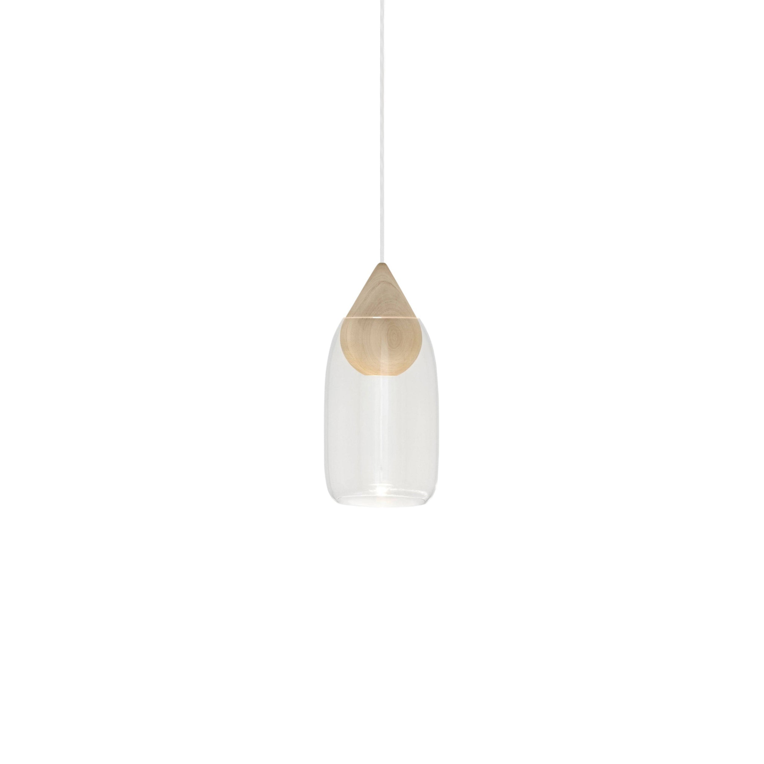 Liuku Pendant Drop Light: Transparent + Natural Matt Lacquered