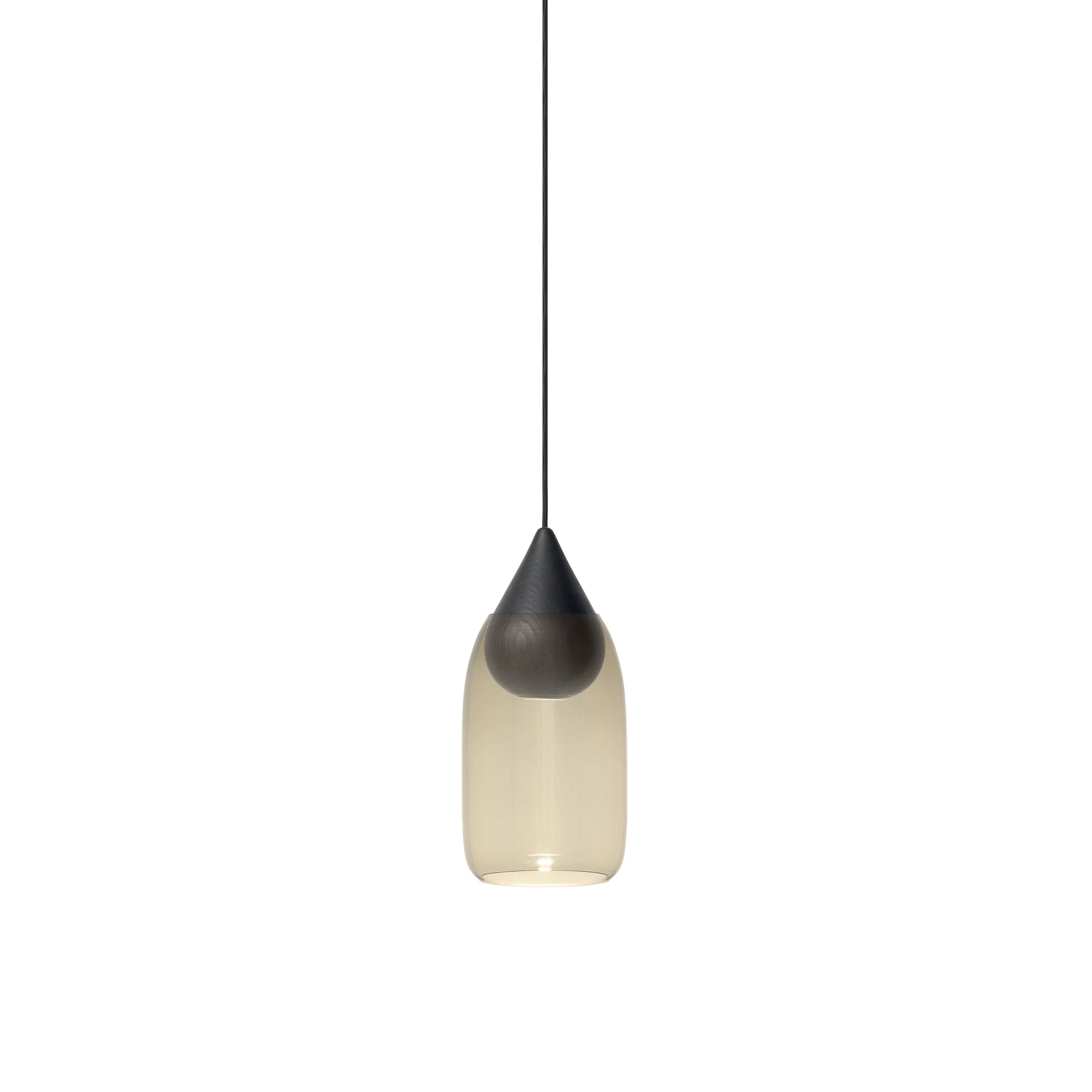 Liuku Pendant Drop Light: Smoked + Black Stained Lacquered