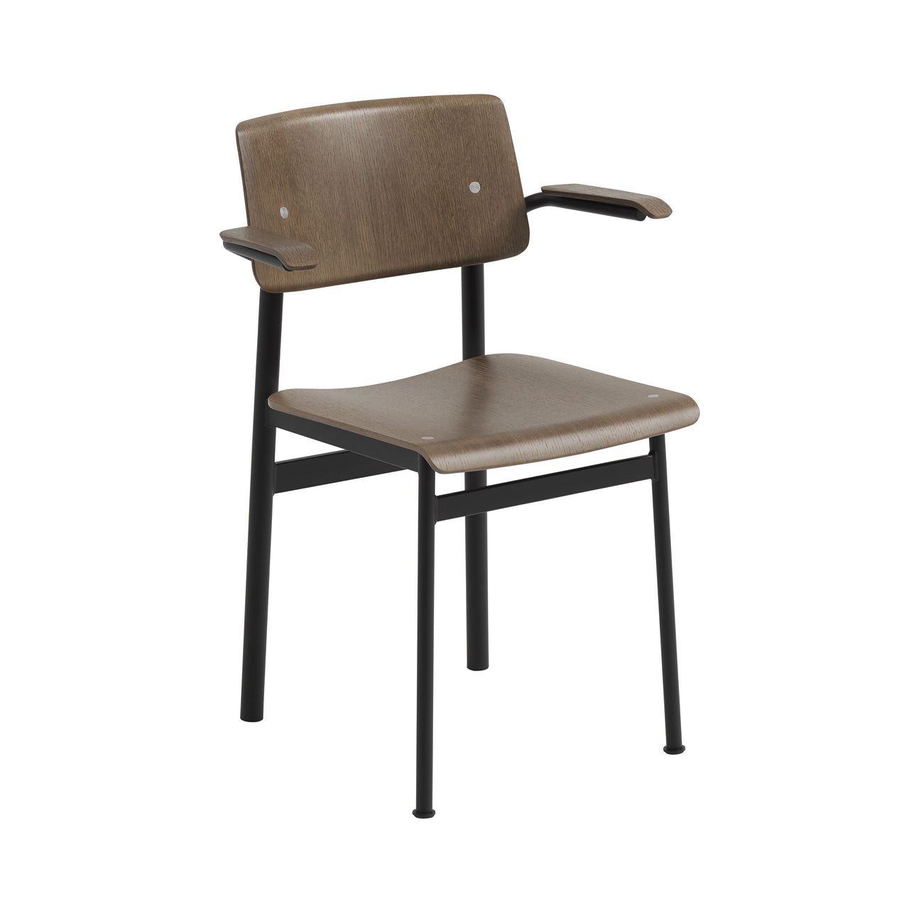 Loft Chair with Armrest: Stained Dark Brown + Black