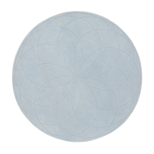 Lotus Round Rug: Medium + Light Blue