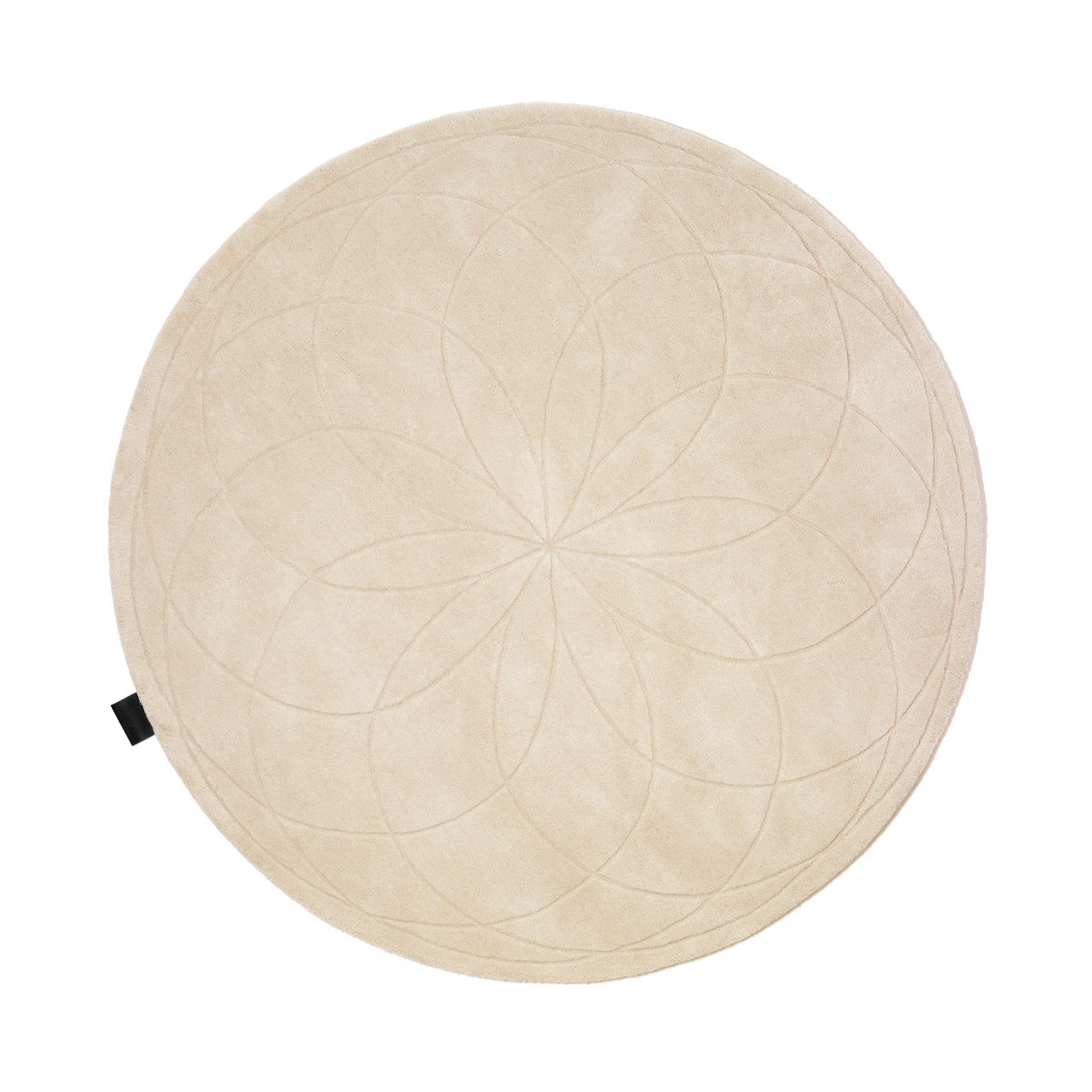 Lotus Round Rug: Small + Light Beige