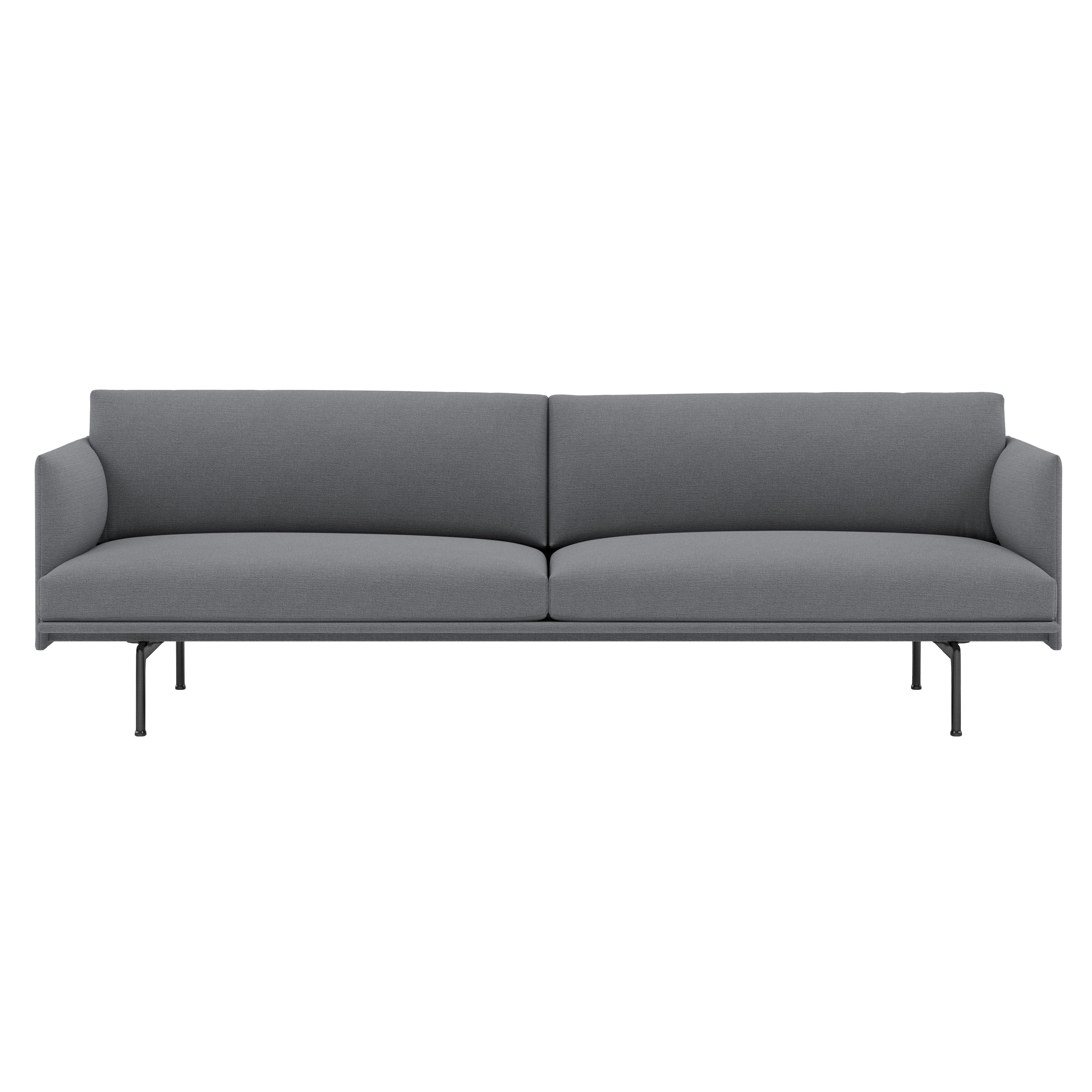 Outline Studio Sofa: Black + Low + Large - 86.6