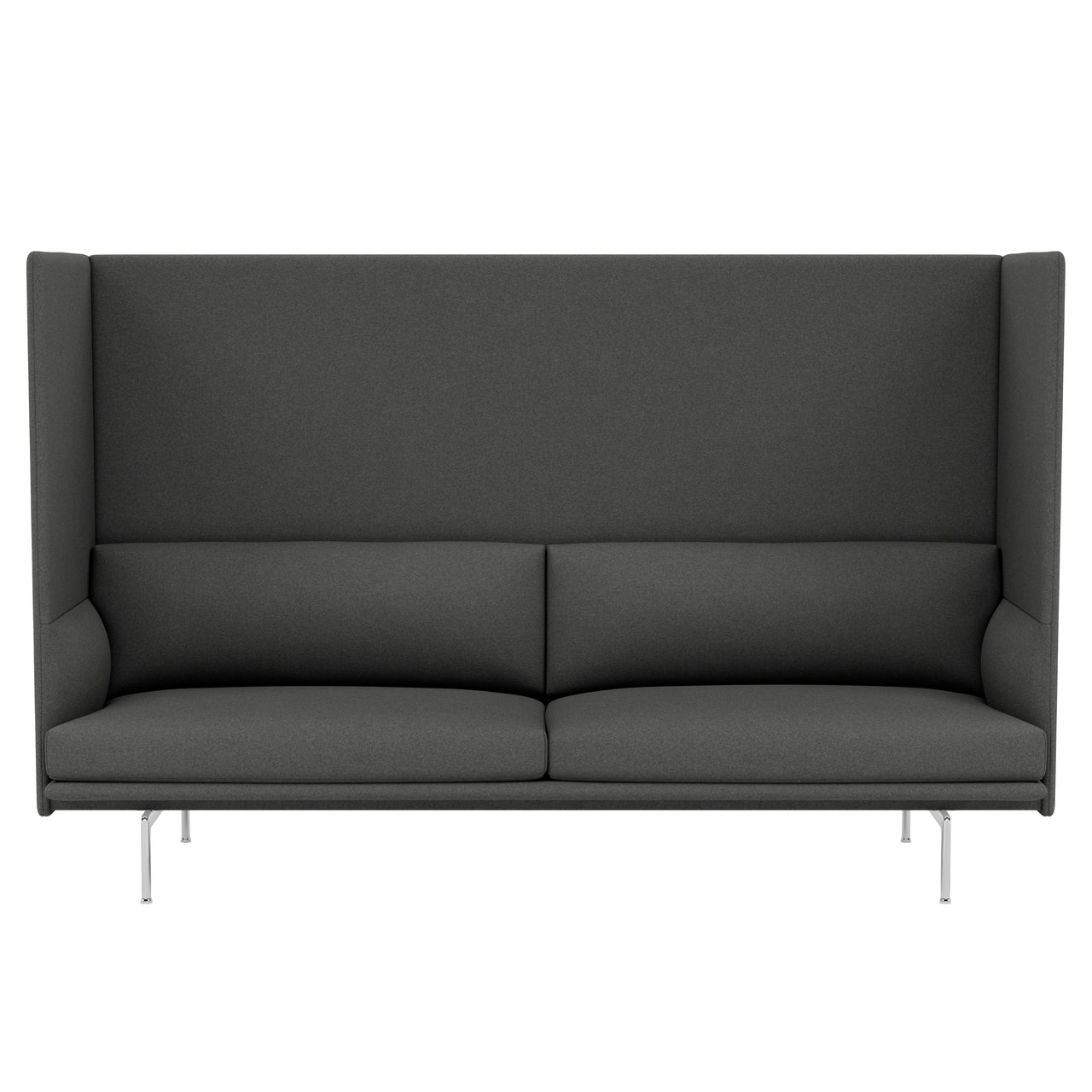 Outline Highback 3-Seater Sofa: Large + Low + Polished Aluminum