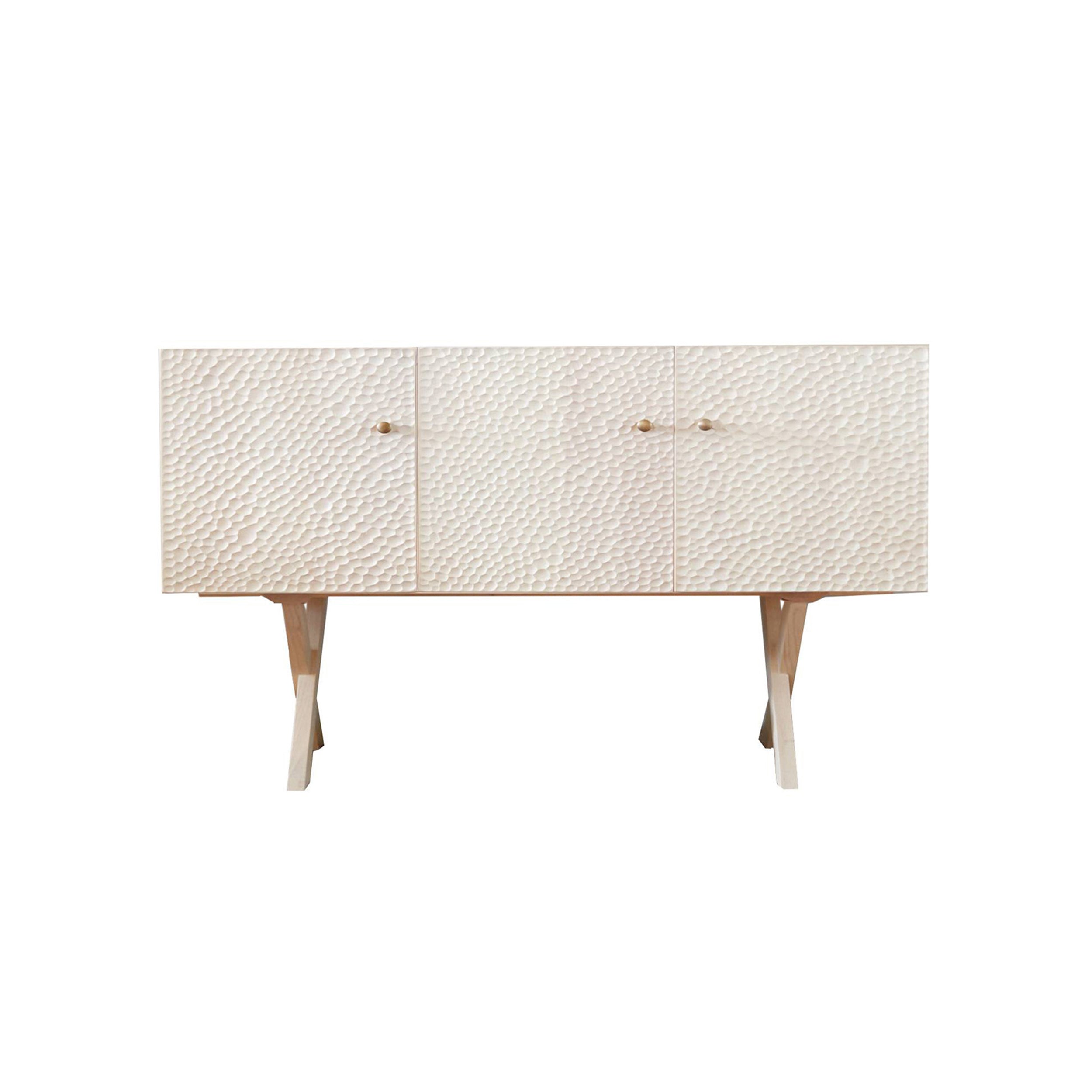 Touch Sideboard: Wooden Legs + 3 + Low + White Oiled Maple