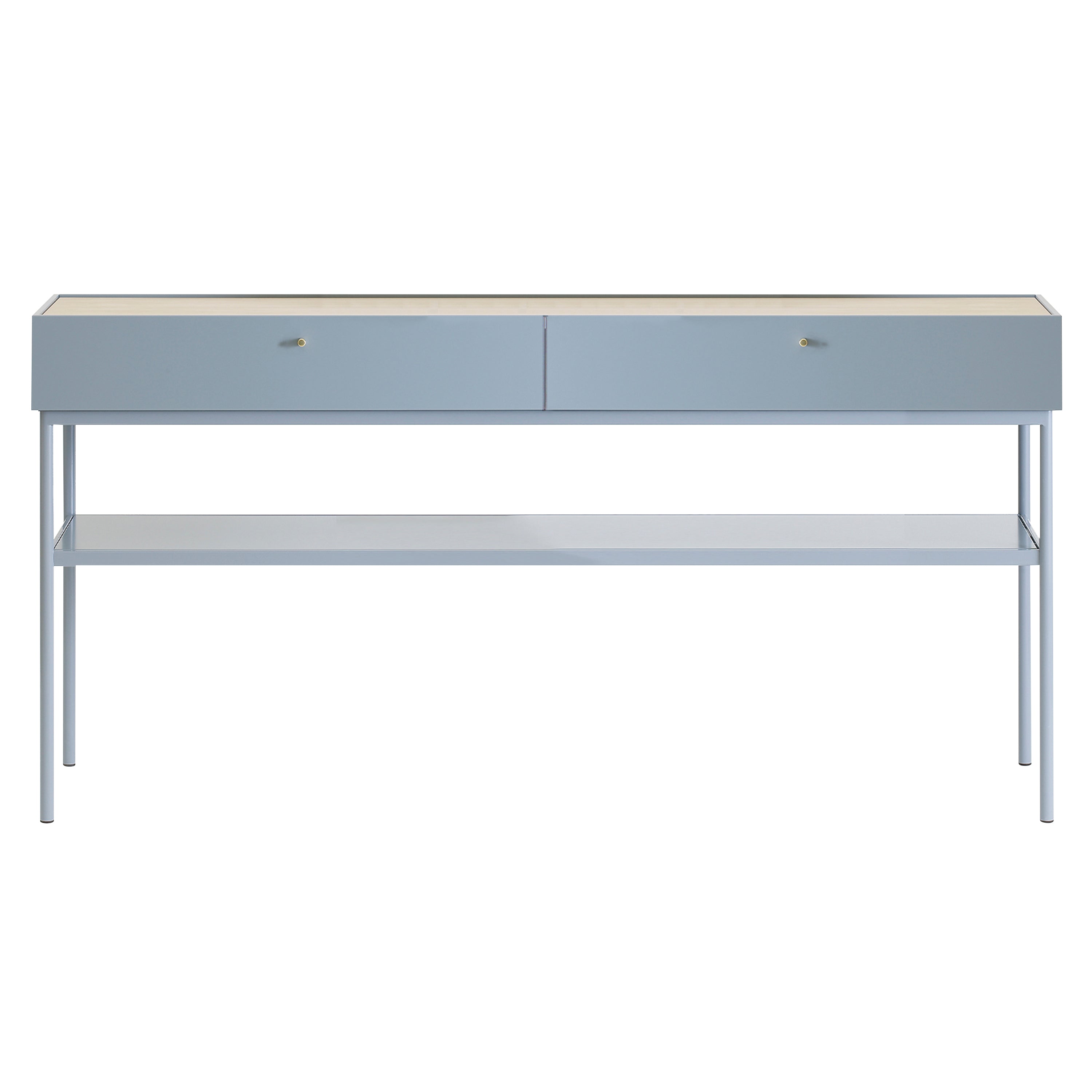 Luc Console 160: White Stained Oak + Nordic Blue